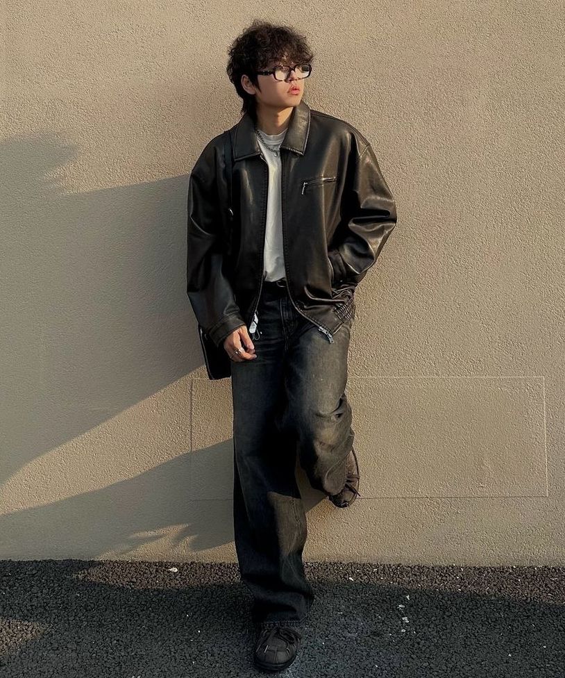 ★LEATHERY★ Washed Leather Overfit Blouson Jacket (2色) MUSINSA | LEATHERY Washed Leather Overfit Blue Jacket