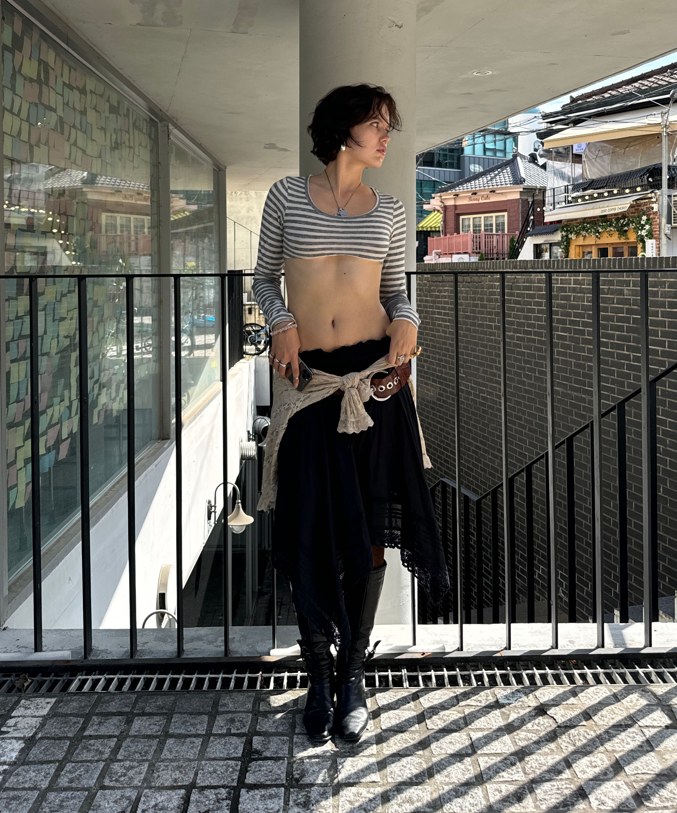 【SCULPTOR 】Micro Underboob /マイクロアンダーブーブT MUSINSA | SCULPTOR Micro Underboob Tee Black