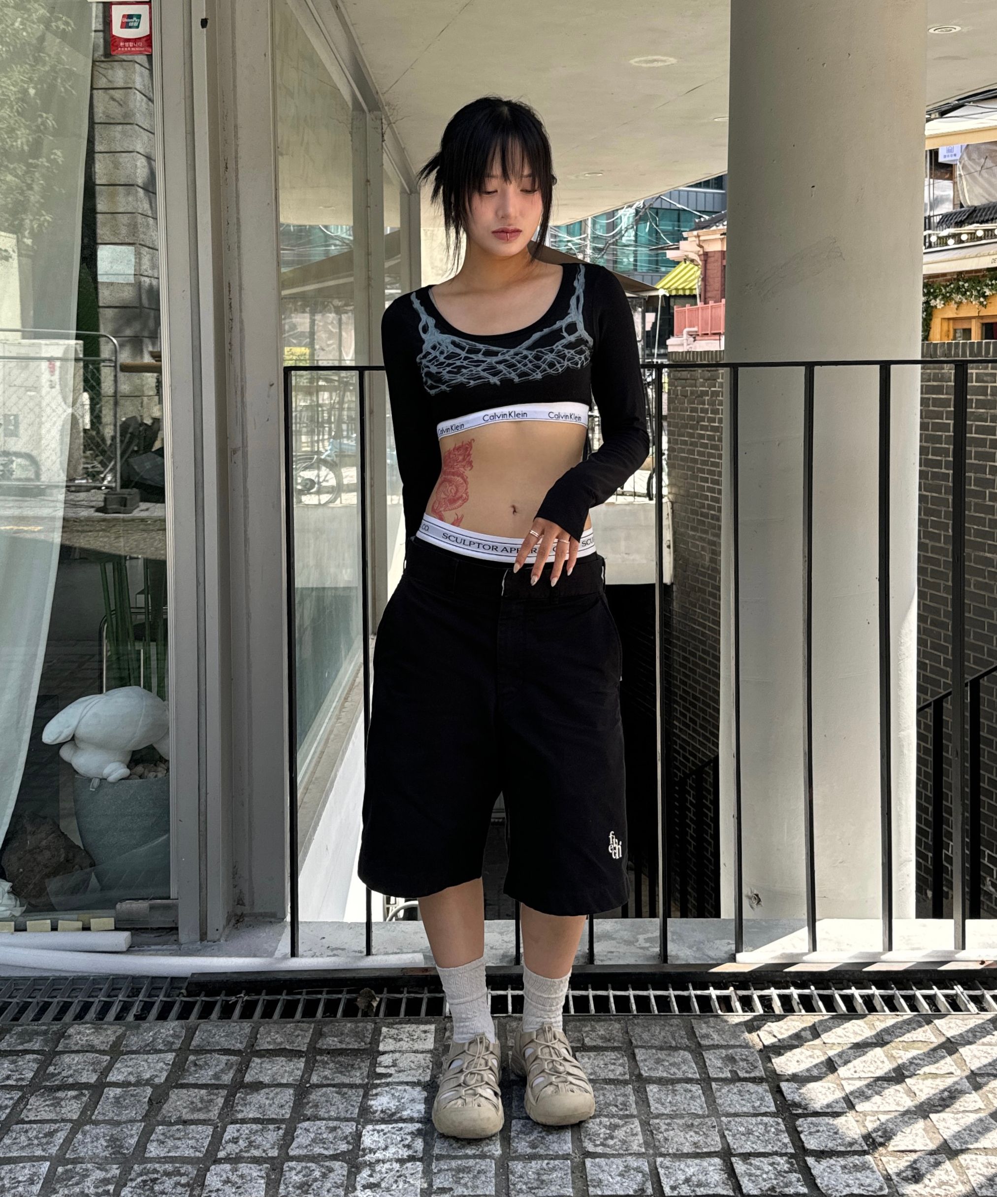 ★SCULPTOR★ Micro Underboob Tee Beige SC24A239BE SCULPTOR® online store