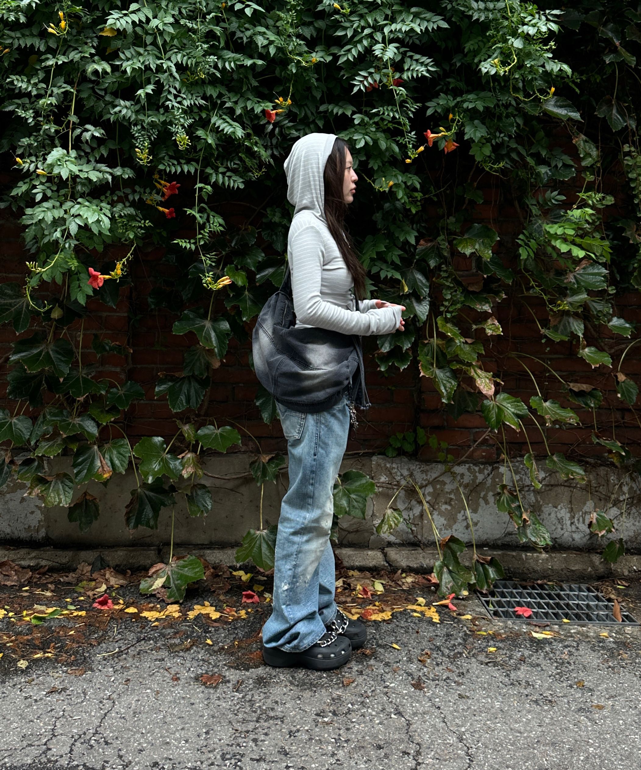 MUSINSA | SCULPTOR Vintage Brushed Denim Duffel Bag Mid Blue