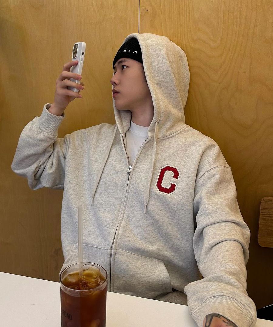 MUSINSA | COVERNAT C logo hoodie zip-up charcoal