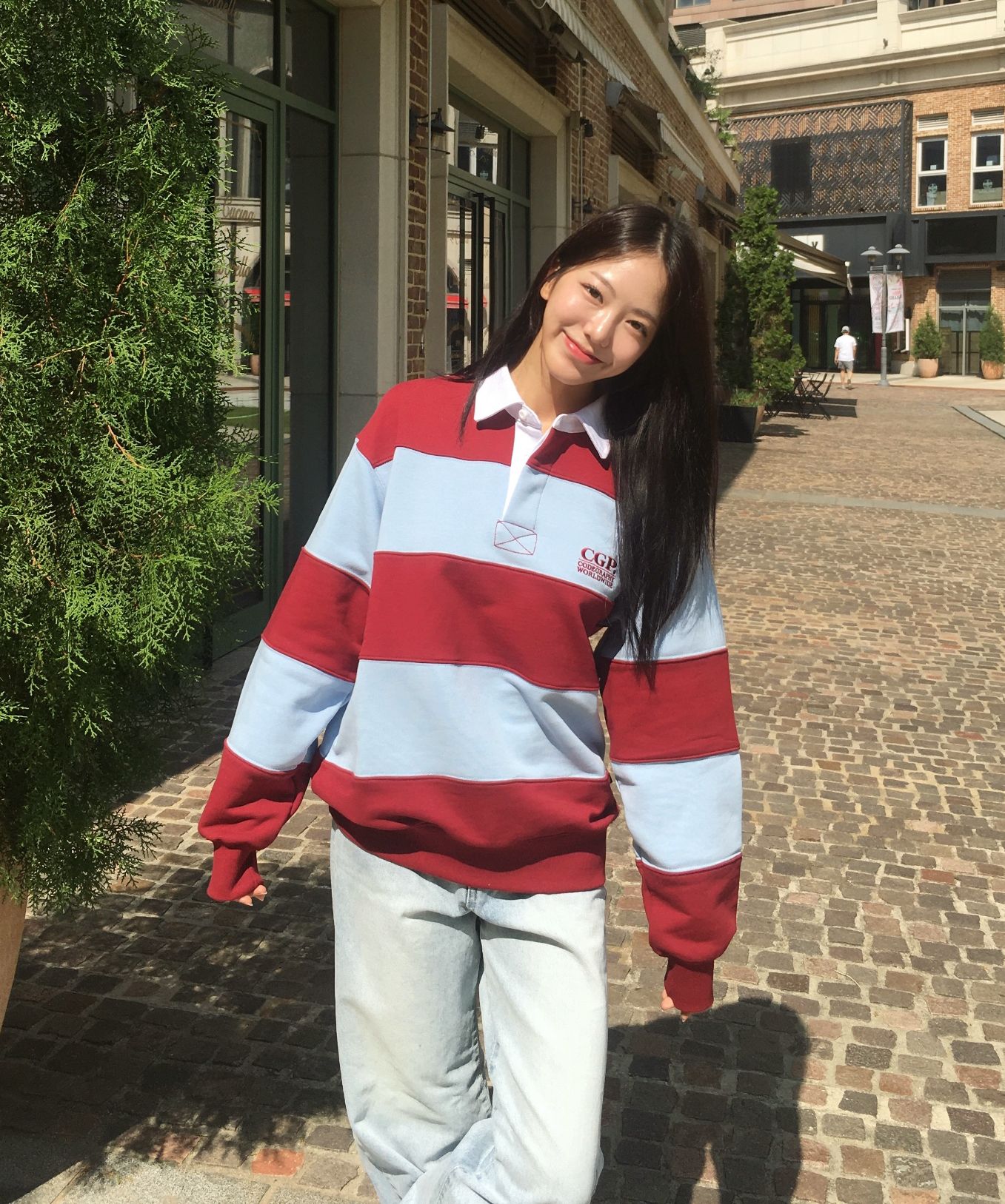 MUSINSA | Codegraphy CGP Small Square Logo Stripe Rugby Man