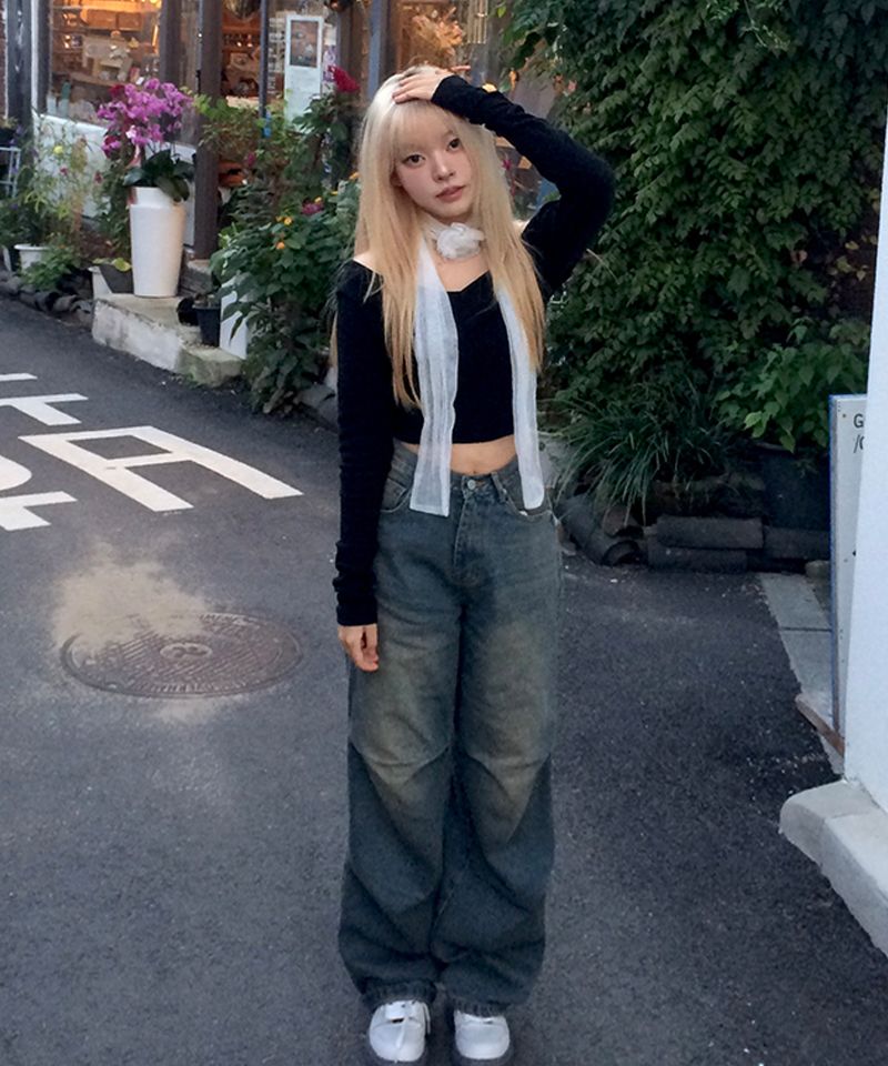 【mnem】Shaha Balloon Washing Wide Denim Balloon Denim – Shakawear.com