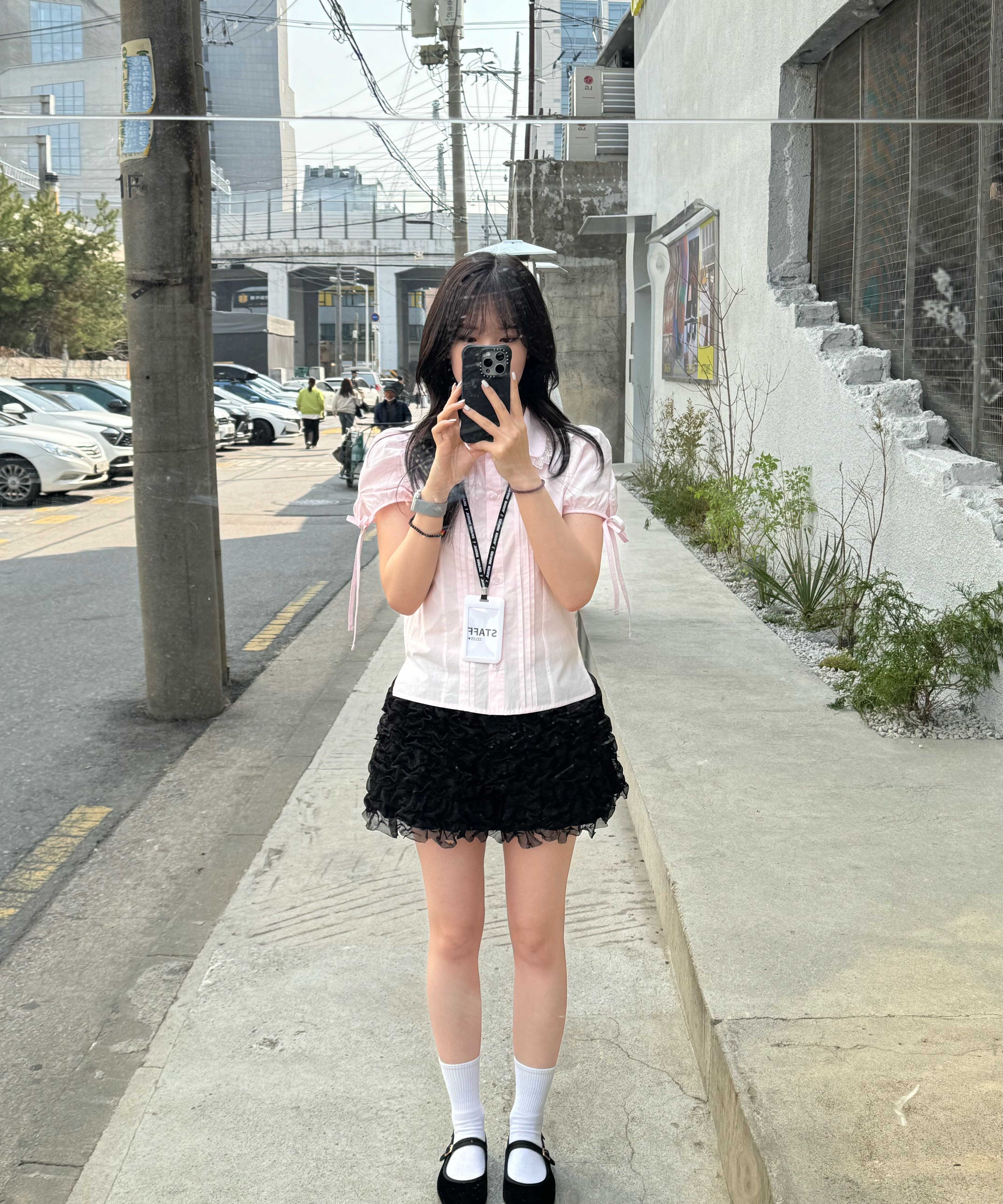 MUSINSA | CRANK Pintuck lace collar blouse_pink