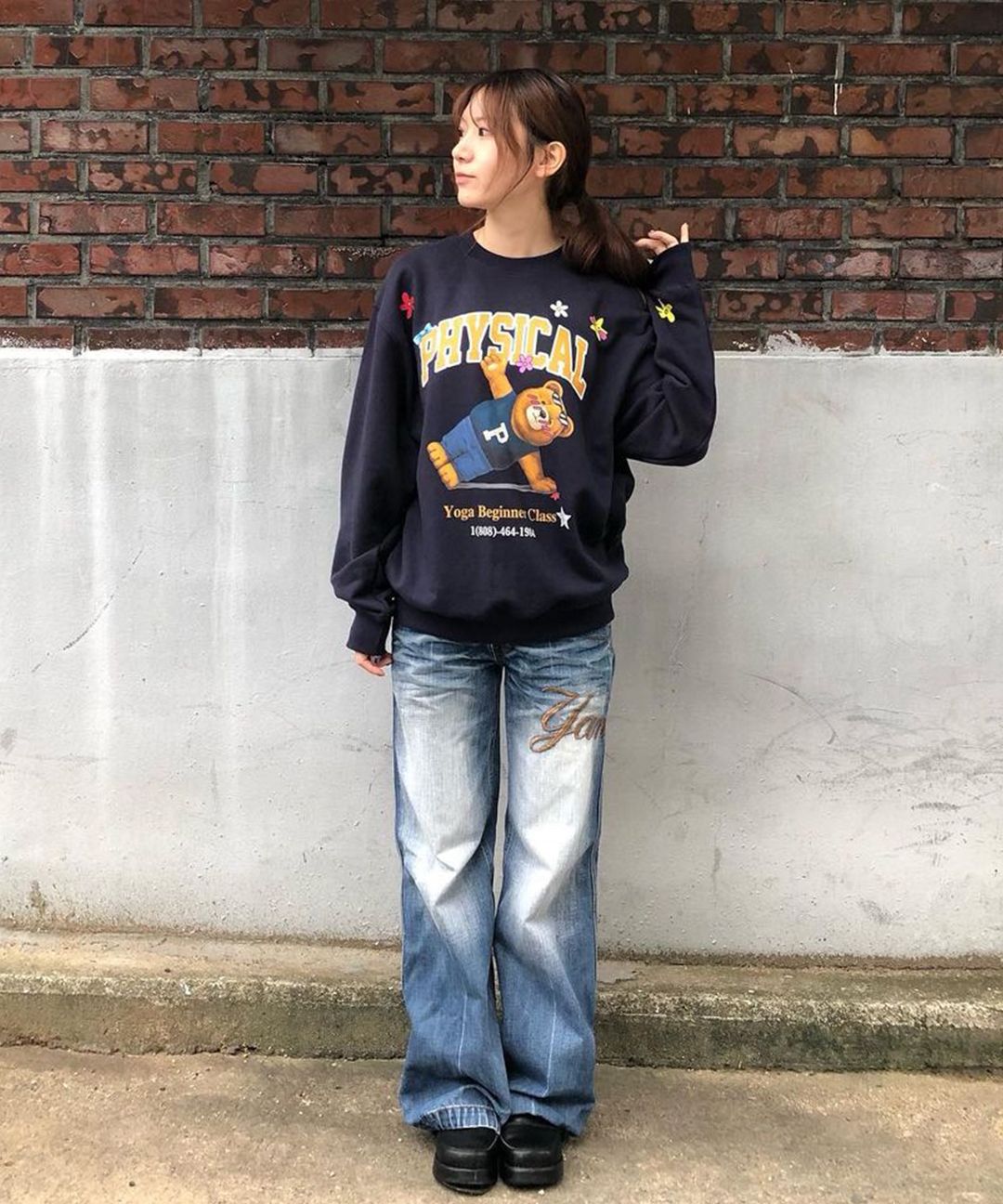 ◆24FW PHYPS YOGA BEAR SWEAT/3色◆ MUSINSA | PHYPS Yoga Bear Collection Sweatshirt_Navy
