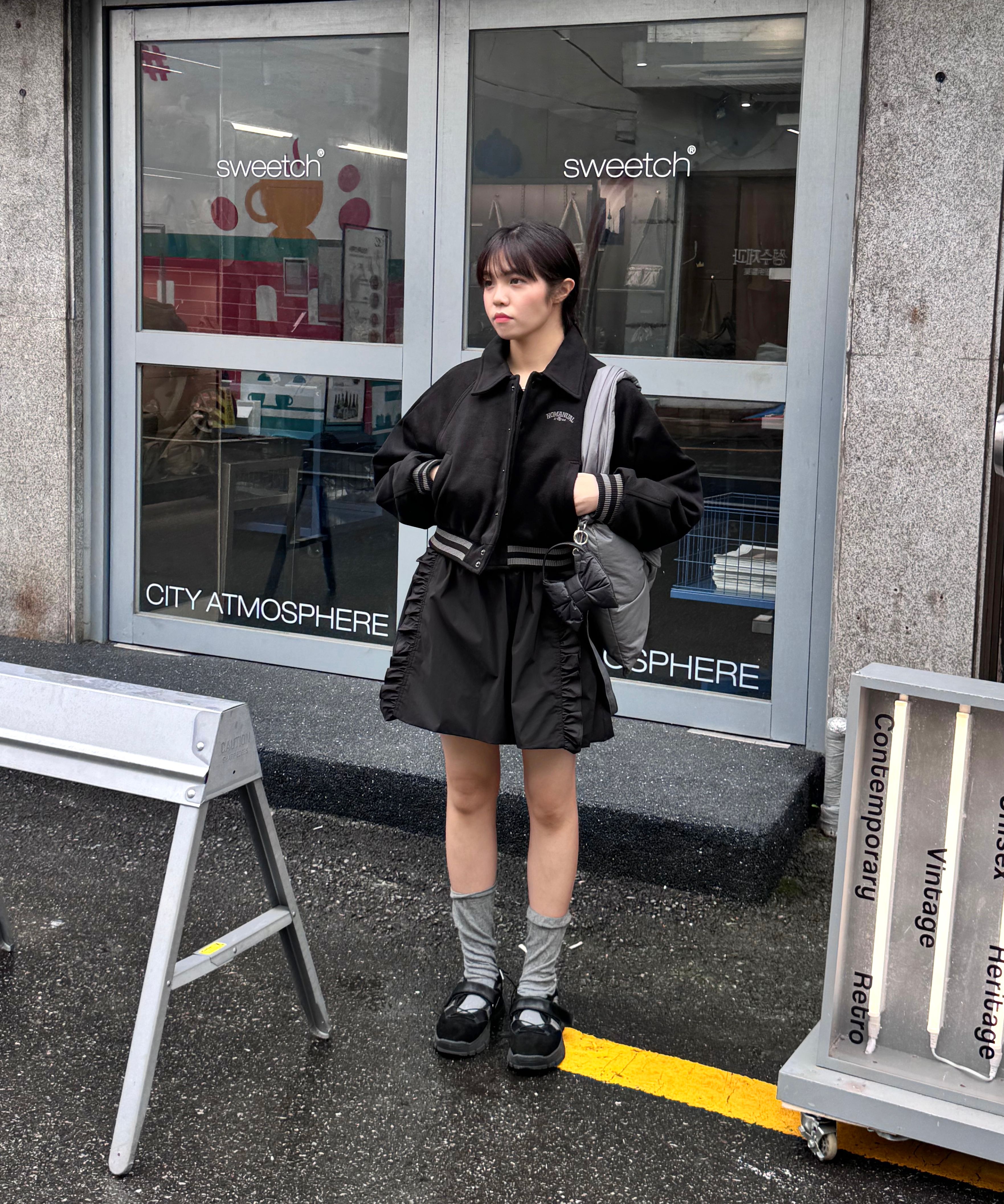 MUSINSA公式 | NOMANUAL W.S VARSITY JACKET - BLACK