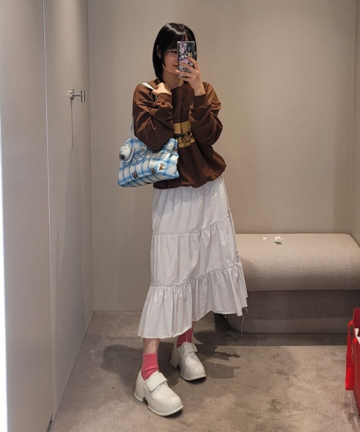 MUSINSA | GLOWNY RODEO TIERED RUFFLE SKIRT (BABY BLUE)