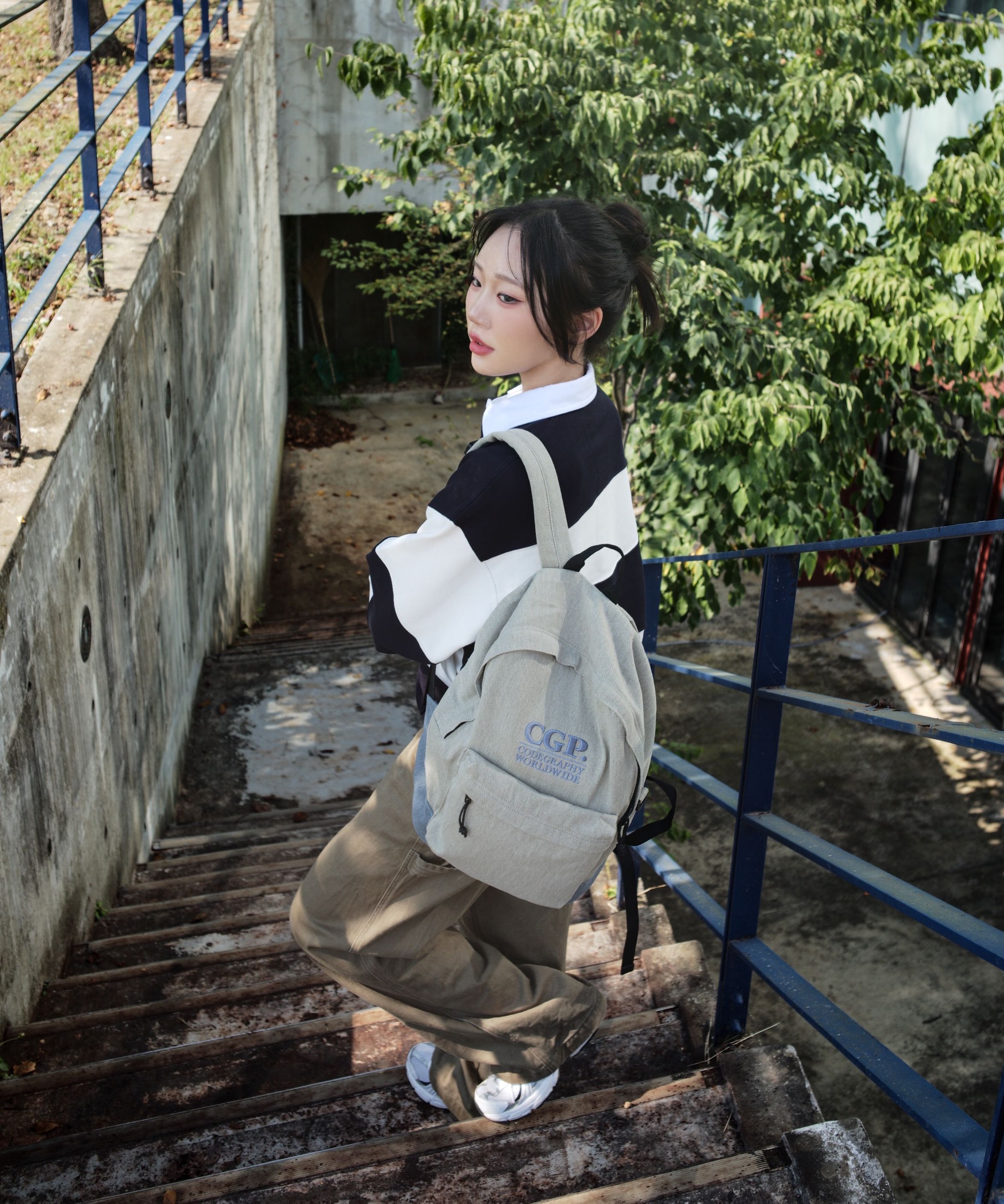 MUSINSA | Codegraphy CGP Small Square Logo Stripe Rugby Man