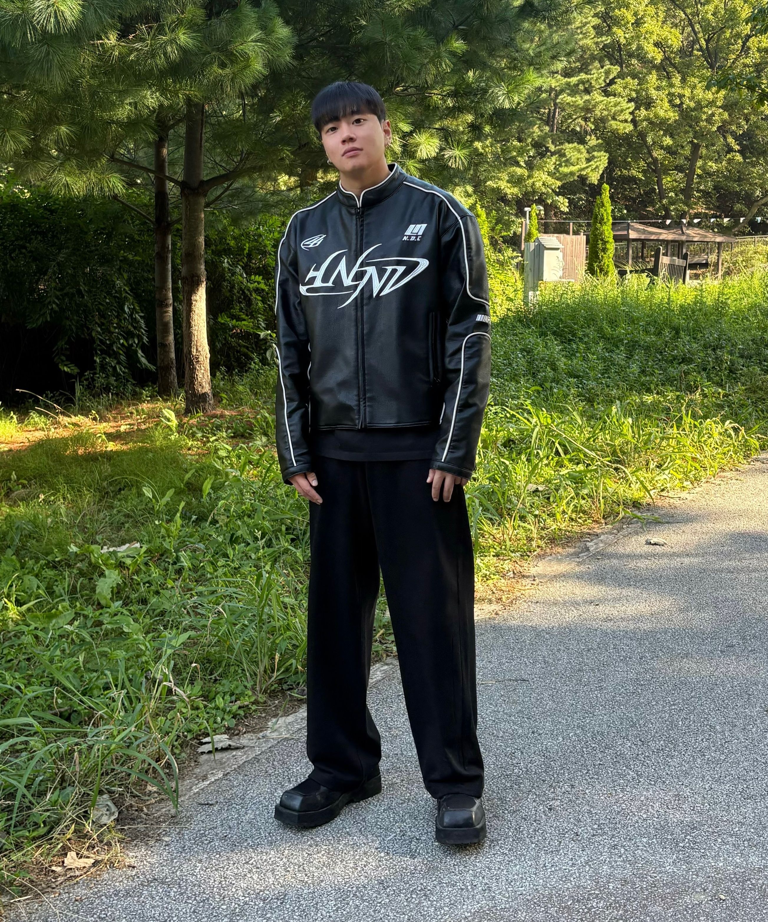 [NOT4NERD] Leather ver. Tribal Logo Racing Jacket ☆送料込☆ NOT4NERD] Leather ver. Tribal Logo Racing Jacket ☆送料込