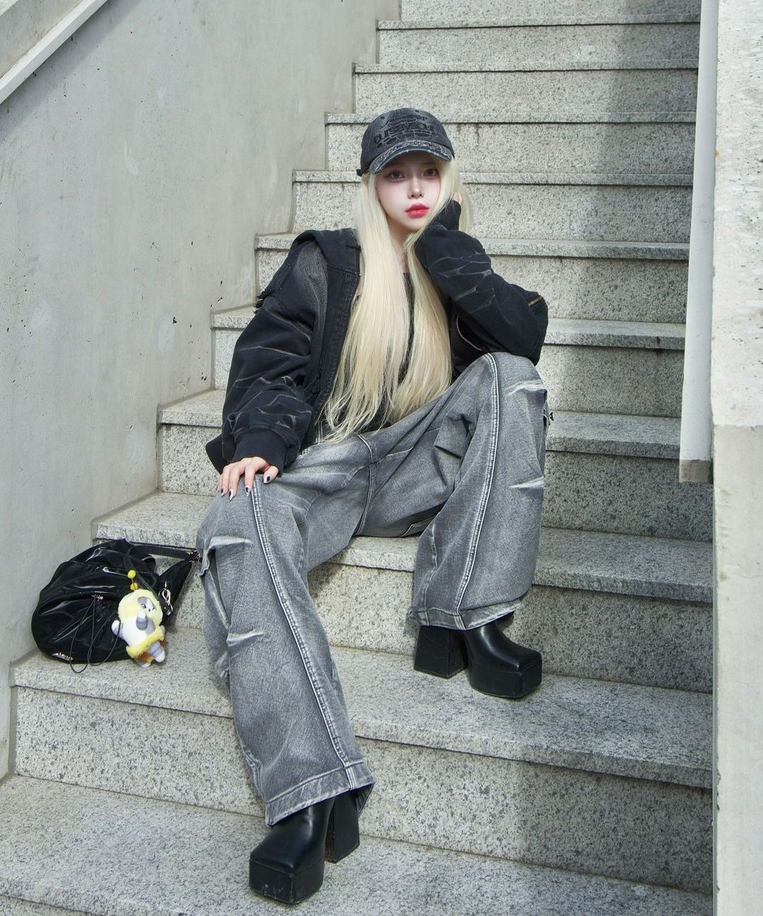 MUSINSA公式 | OURSAYSOUR Lettering Logo Ball Cap Denim