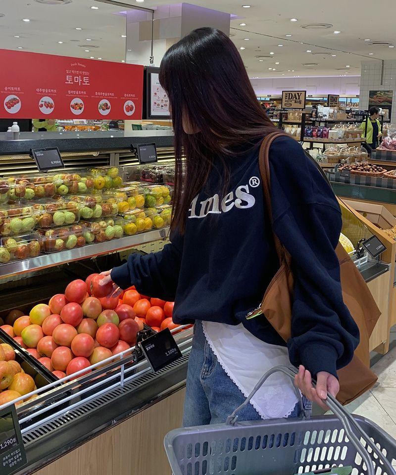 MUSINSA | AMES-WORLDWIDE BASIC LOGO SWEATSHIRT LIGHT GRAY