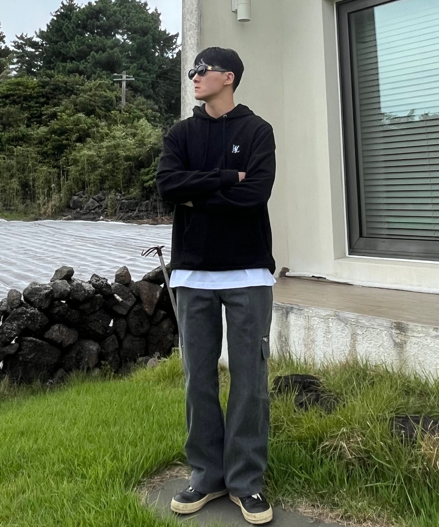 [WOOALONG]Unisex★人気★Signature balloon over sweatshirt MUSINSA | WOOALONG Signature balloon over hoodie - GRAY
