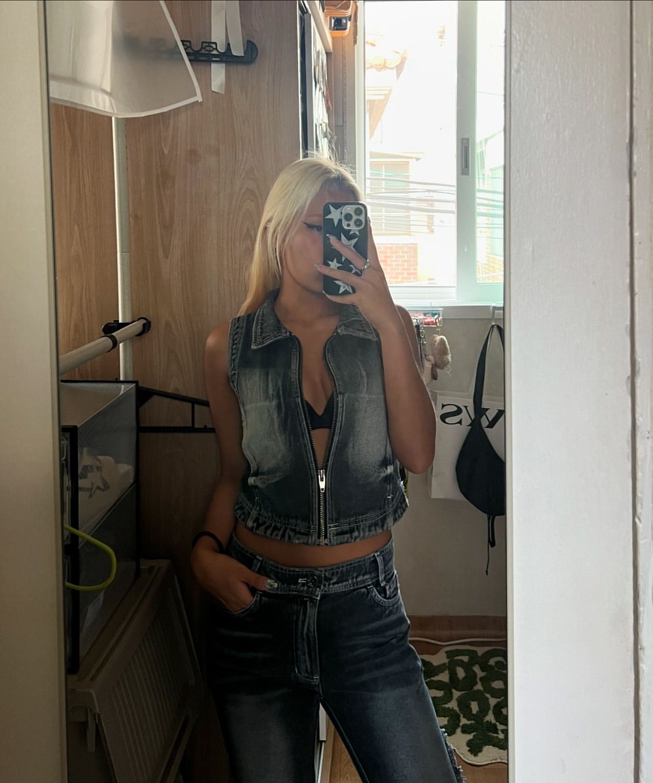 MUSINSA | BLR Destroyed Crush Double Line Washing Denim Pants