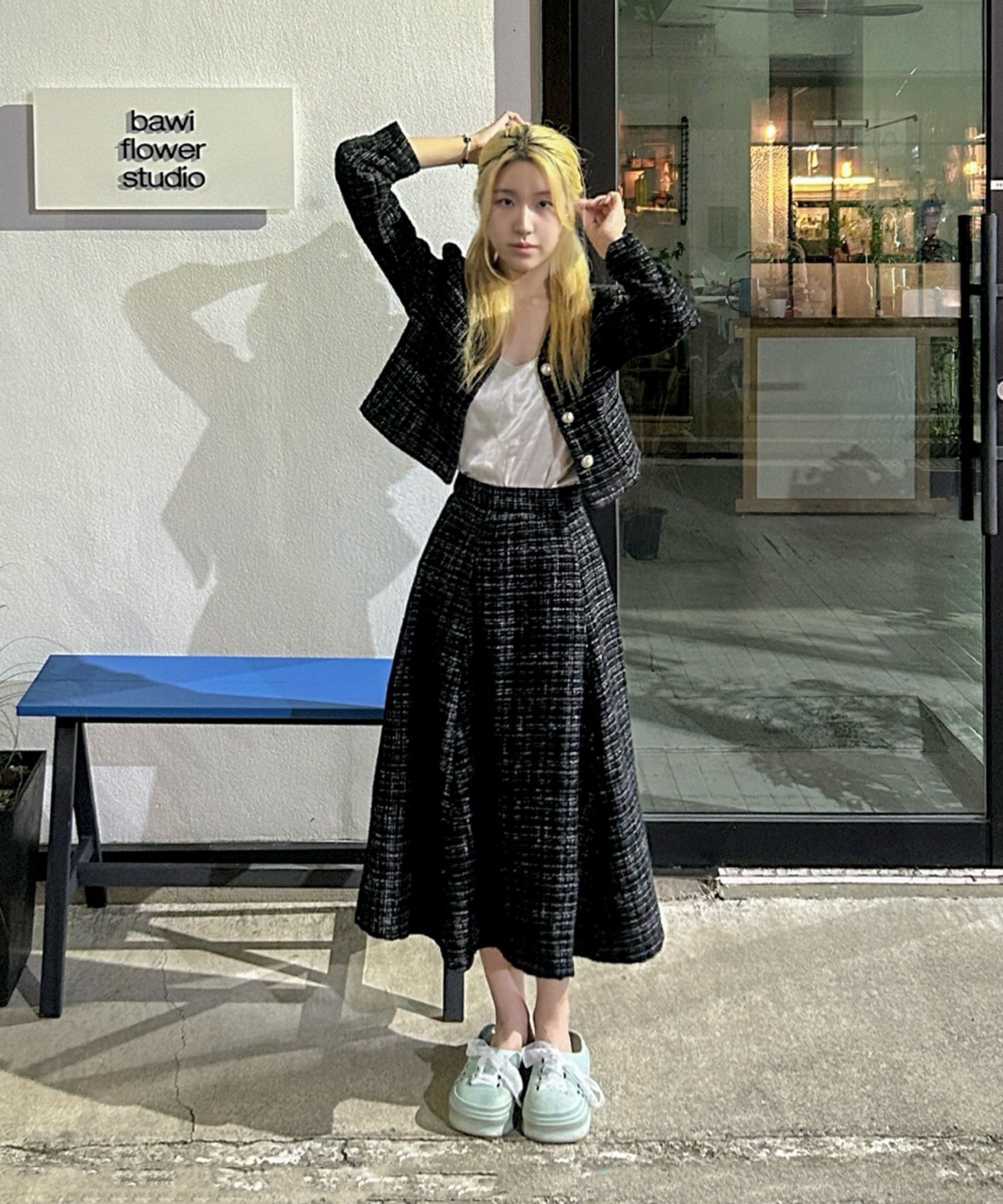 MUSINSA | ZERO STREET [2 colors] [set] V-neck tweed jacket