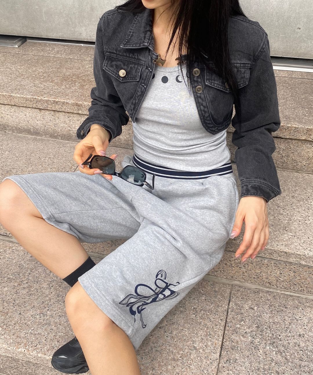 【Paragraph】25ss P EMBLEM HALF PANTS MUSINSA | NYXX EMBLEM HALF PANTS GRAY