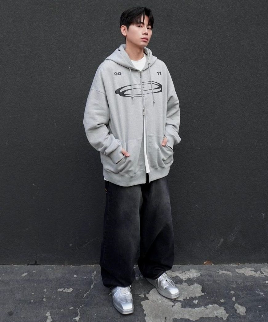 MUSINSA | OPENING PROJECT Symbol Logo Zip Hoodie - Charcoal