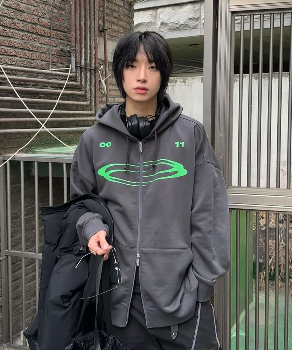 チャコールlogo zip hoodieロゼミューズ ロゼミューズ3d logo zip hoodie Rosé Muse