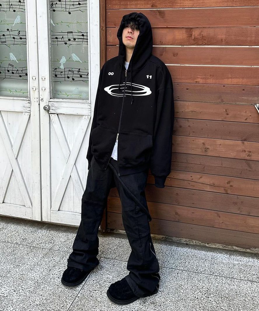 MUSINSA | OPENING PROJECT Symbol Logo Zip Hoodie - Charcoal
