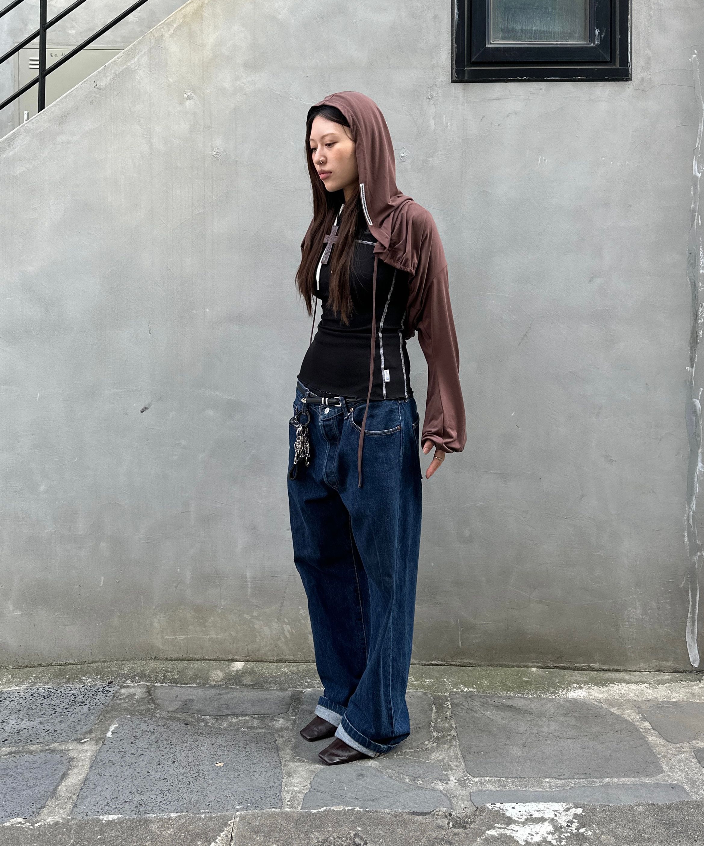 MUSINSA | SCULPTOR Jersey Priest Hoodie Bolero Black