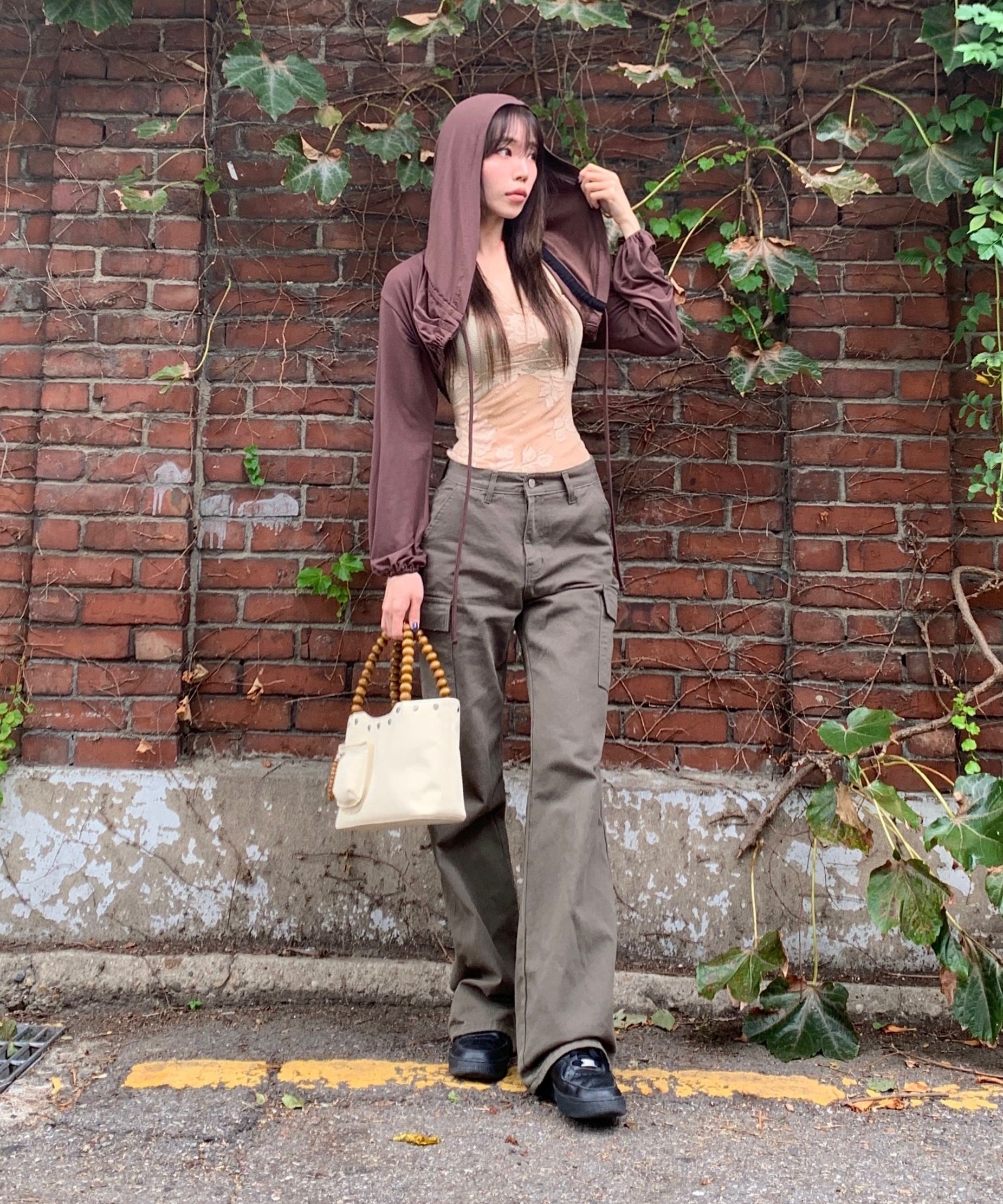MUSINSA | SCULPTOR Jersey Priest Hoodie Bolero Brown