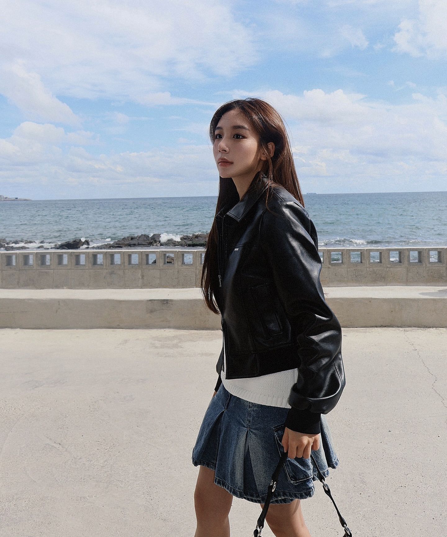 MUSINSA公式 | MISEKI SEOUL Leather zip-up jacket BLACK