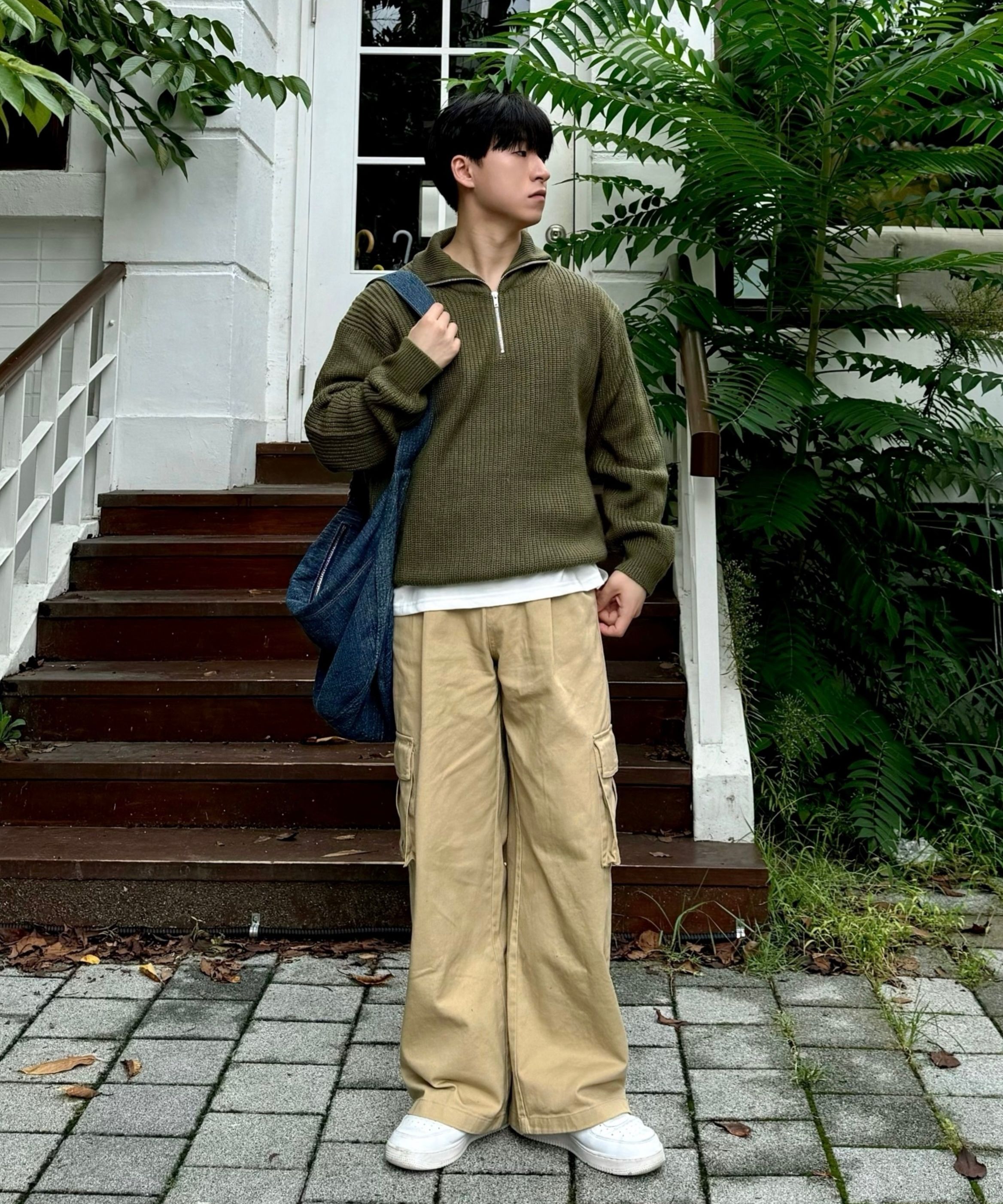 【MODERNIF】Binereu Linen Hachi Collar Knit MUSINSA | AGOD Half Zip Up Collar Neck Hachi Knit [Khaki]