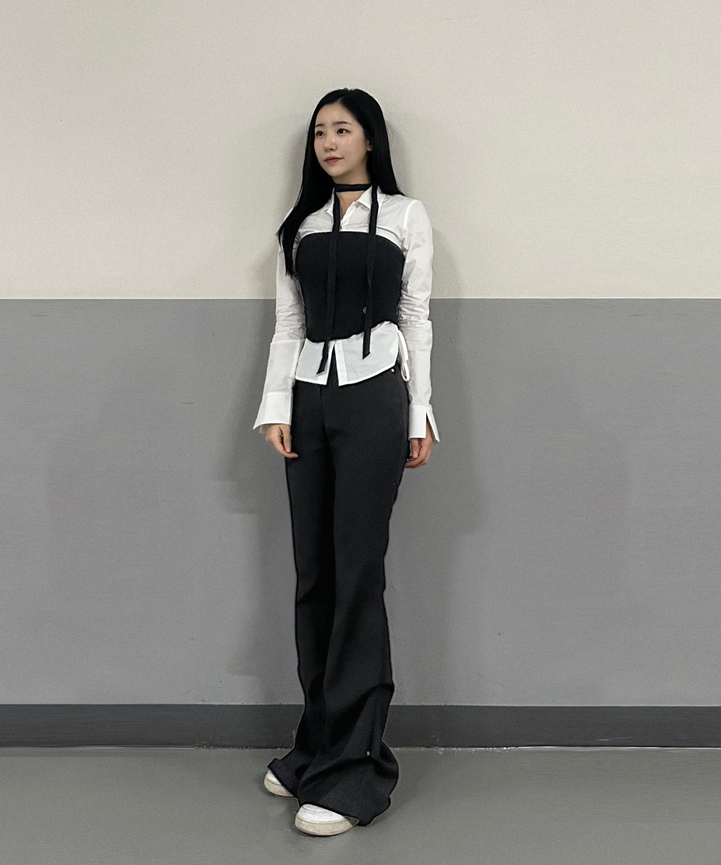 미드나잇 무브(MIDNIGHT MOVE) scarf top knit [dark grey] - 사이즈 & 후기 | 무신사