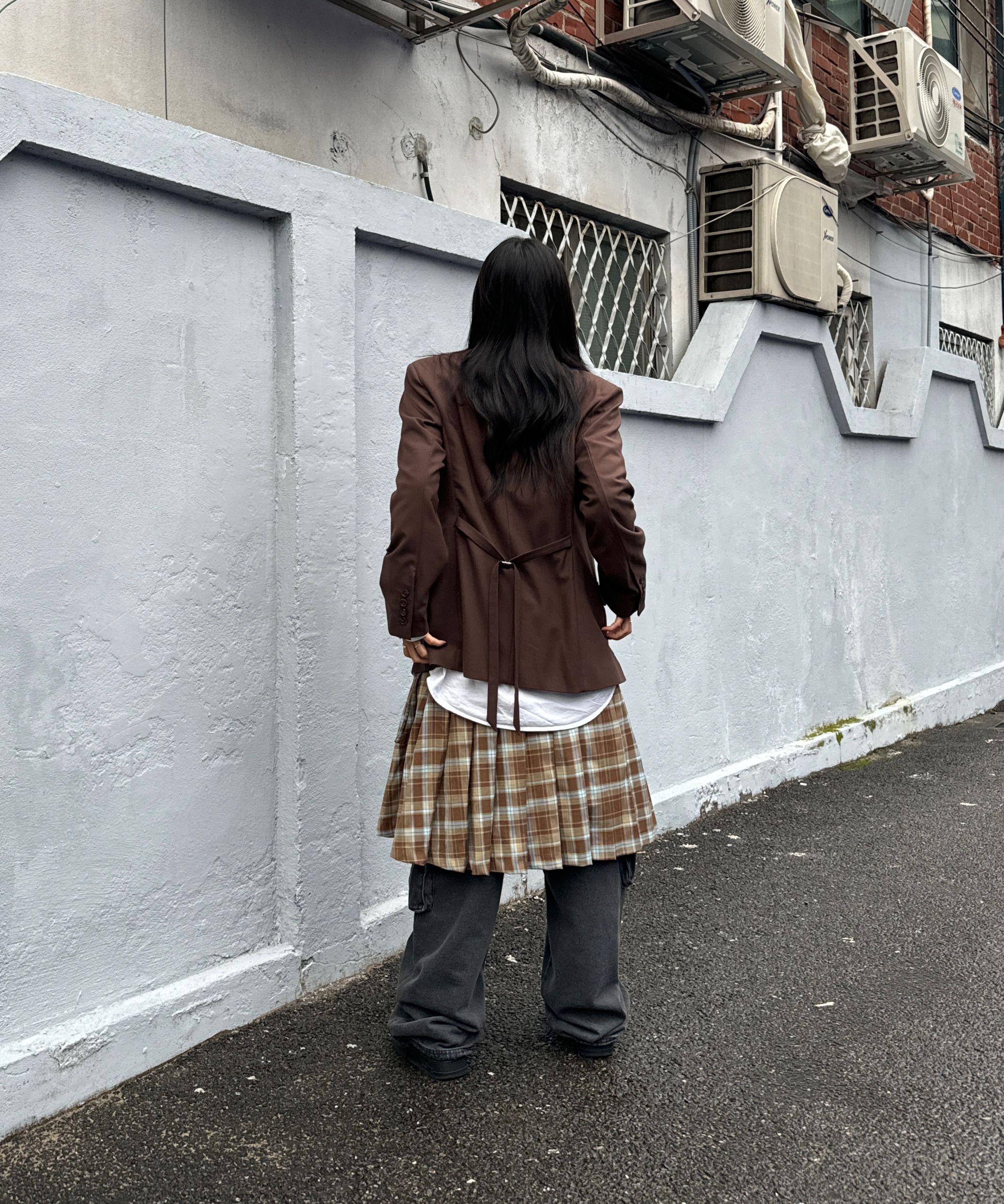스컬프터(SCULPTOR) Folded Waist Plaid Skirt Blue Check - 사이즈