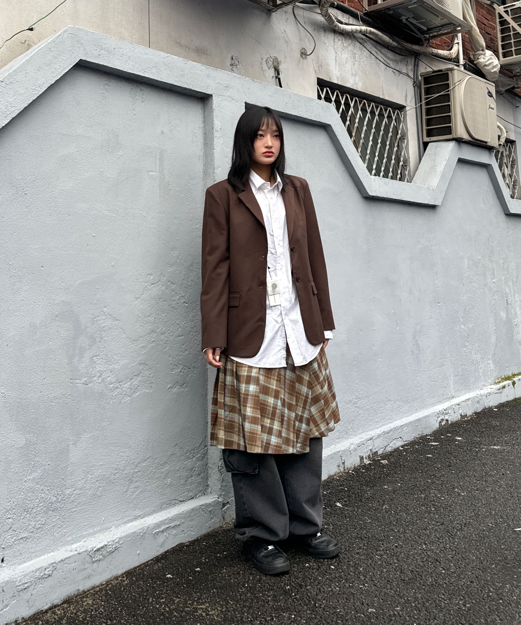 MUSINSA | SCULPTOR Tailored Belted Blazer Gray