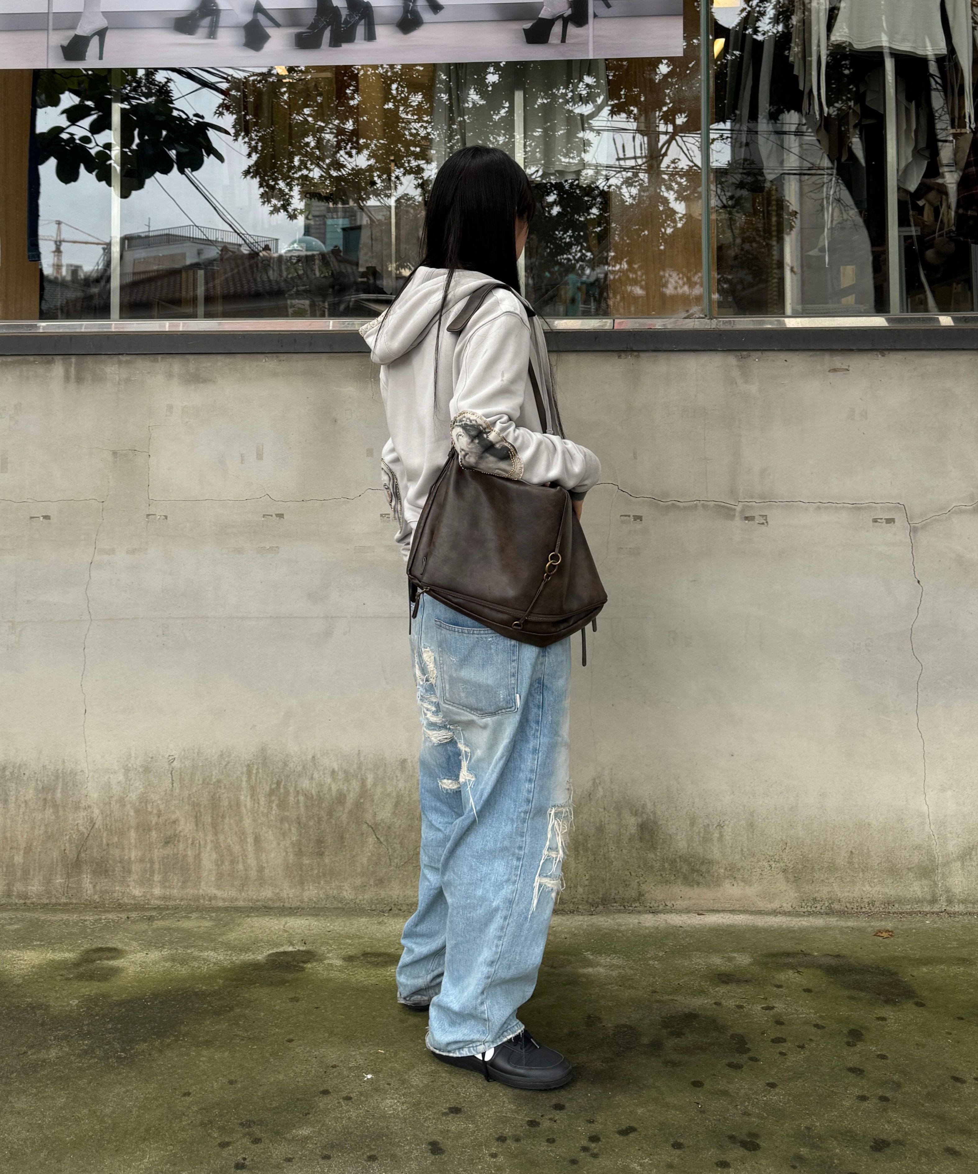 MUSINSA | SCULPTOR Beaded Hoodie Zip-Up Pale Apricot