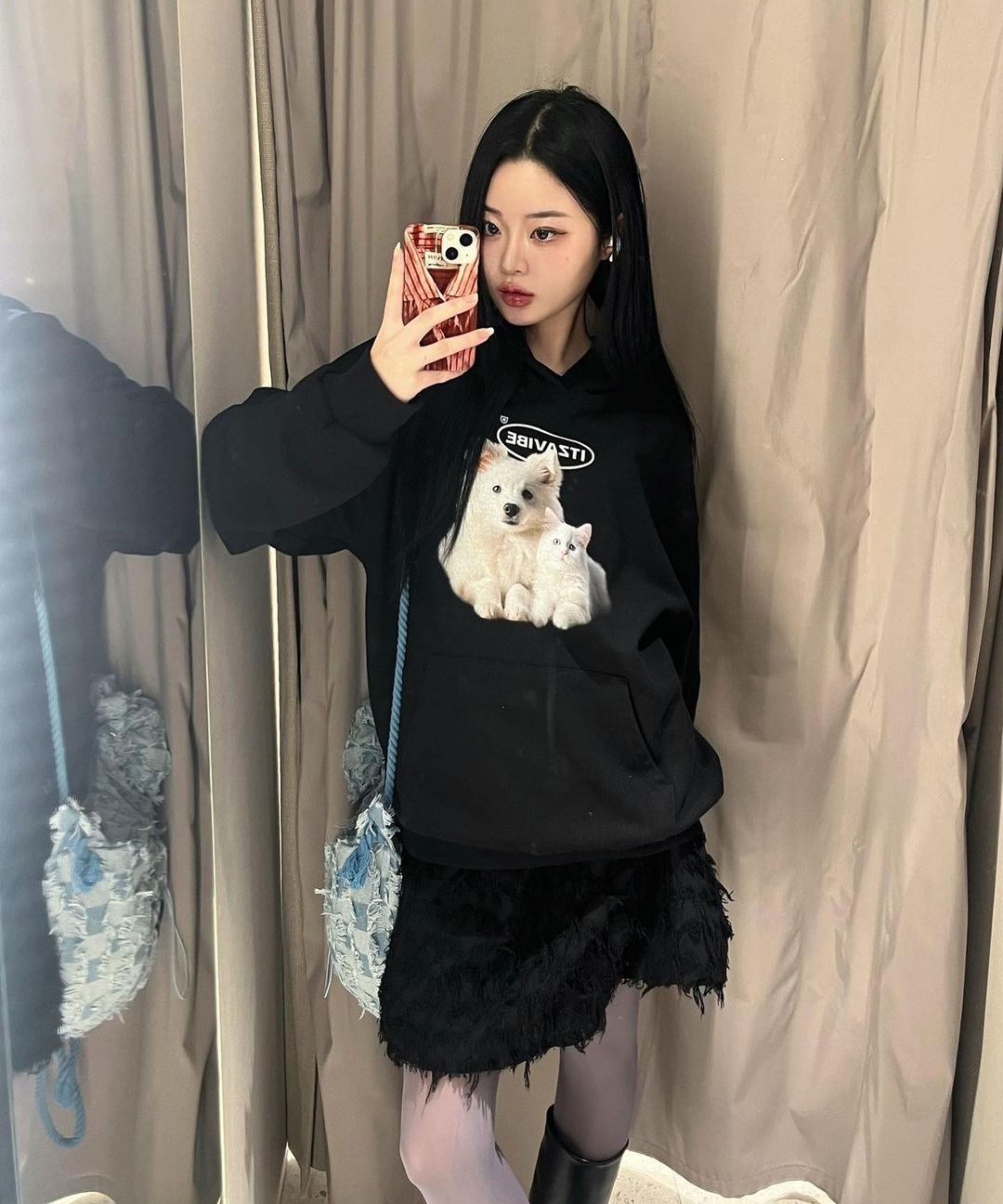 IBA24UHD01BK] CAT&DOG FRIENDS HOODIE - ITZAVIBE