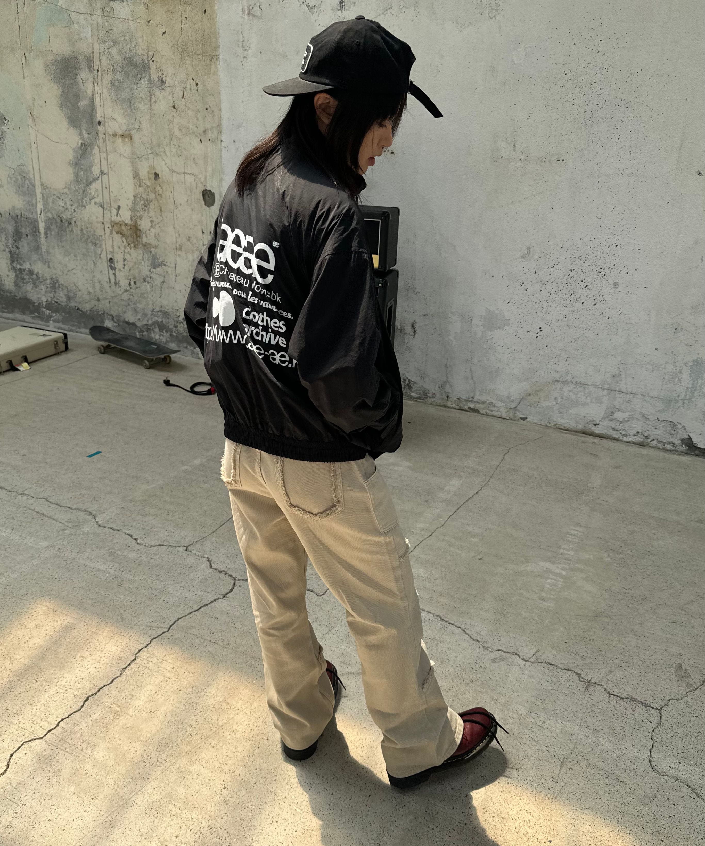 MUSINSA | AEAE WEB LOGO TEAM JACKET [BLACK]