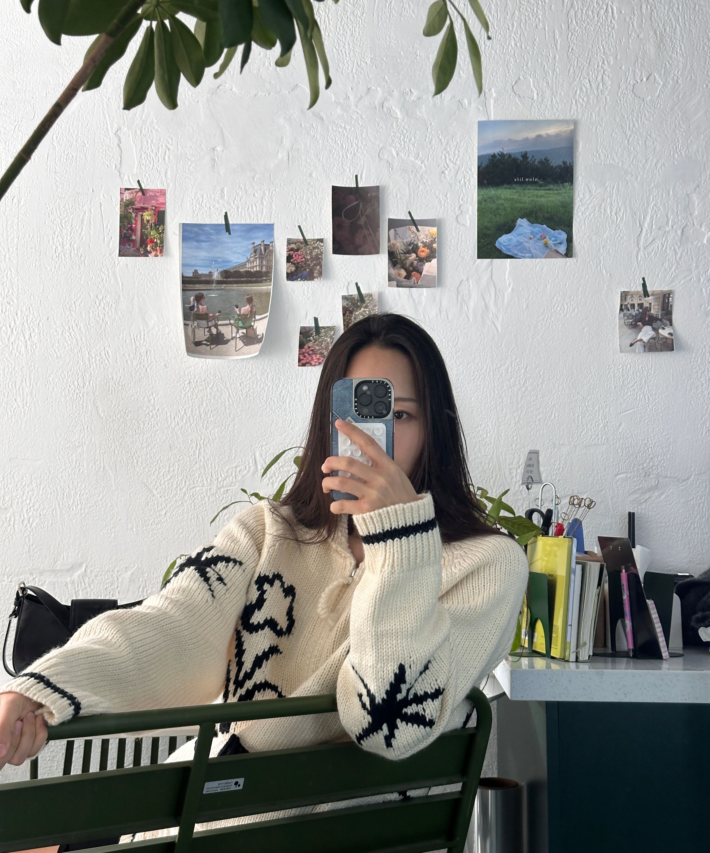 MUSINSA公式 | FALLETT Drawing Garden Cowichan Knit Zip-up Ivory