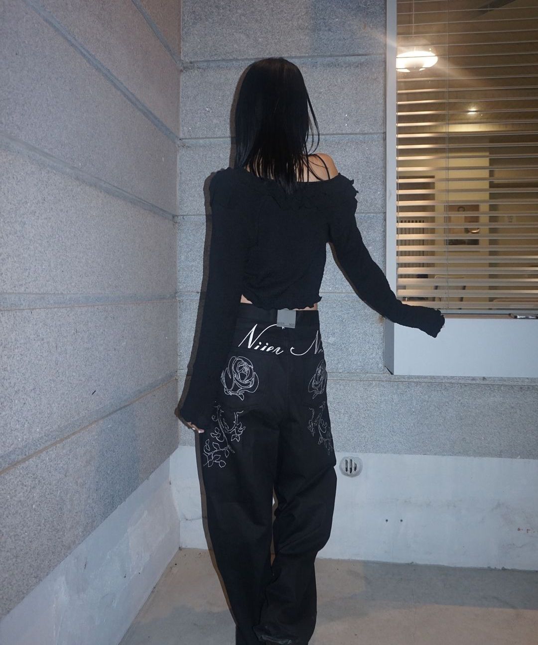 パンツ NIIER NOR ROSE BALLOON DENIM PANTS_BLACK A'GEM/9 × .kom 『NIIER NOR/ニア ノア』 ROSE BALLOON DENIM