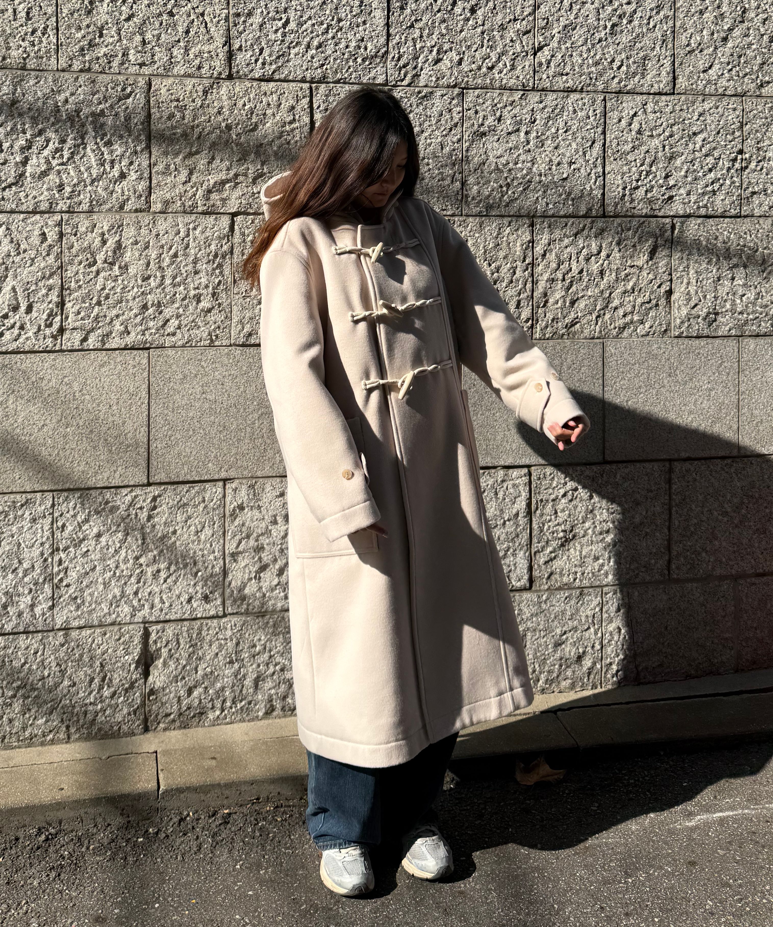 MUSINSA公式 | WAIKEI オーバーサイズダッフルロングコートネイビー