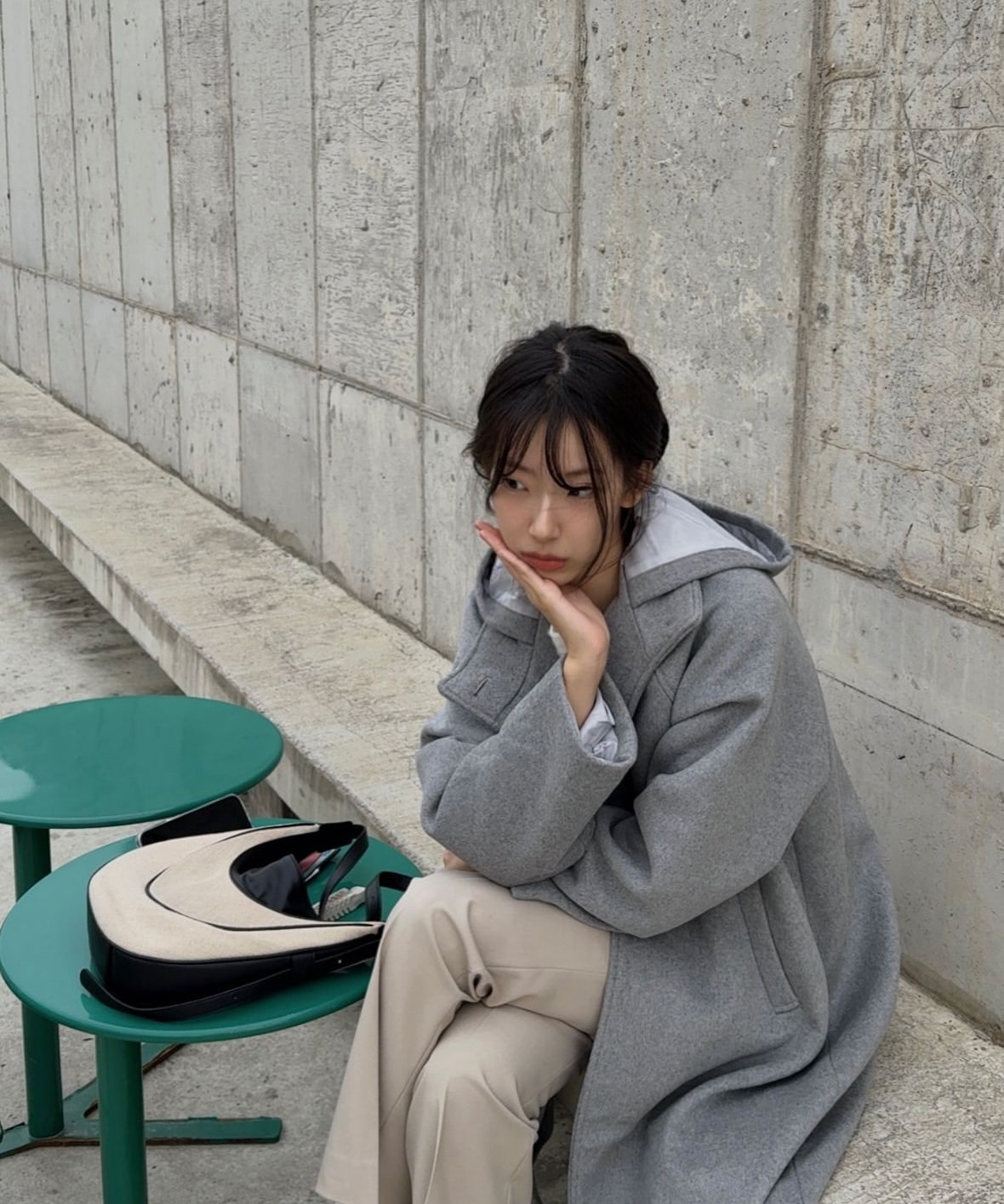 ジャケット・アウター misekiseoul Hoodie long duffle Coat GREY Duffle hoodie short coat GREY | 미세키서울