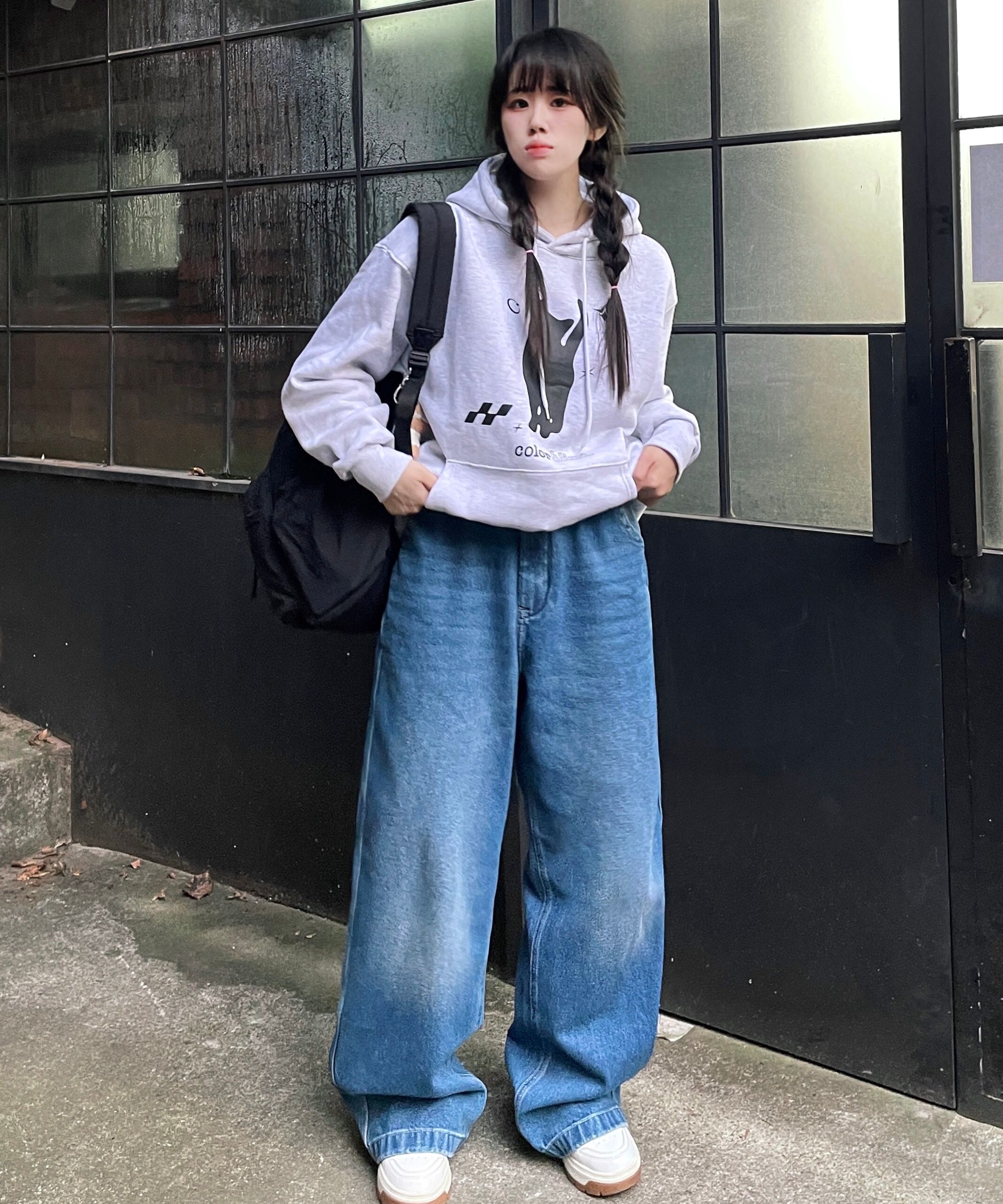 MUSINSA | UNKNOWN PLANET Snap Button Wide Denim Pants Deep Blue