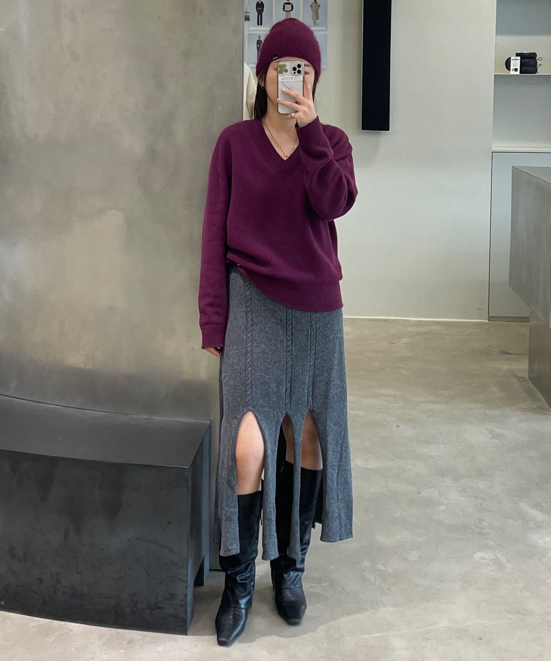 ★ DIAGONAL★ UNBALANCE SLIT KNIT DRESS charcoal DA243OP02C MUSINSA | DIAGONAL UNBALANCE SLIT KNIT DRESS (charcoal)