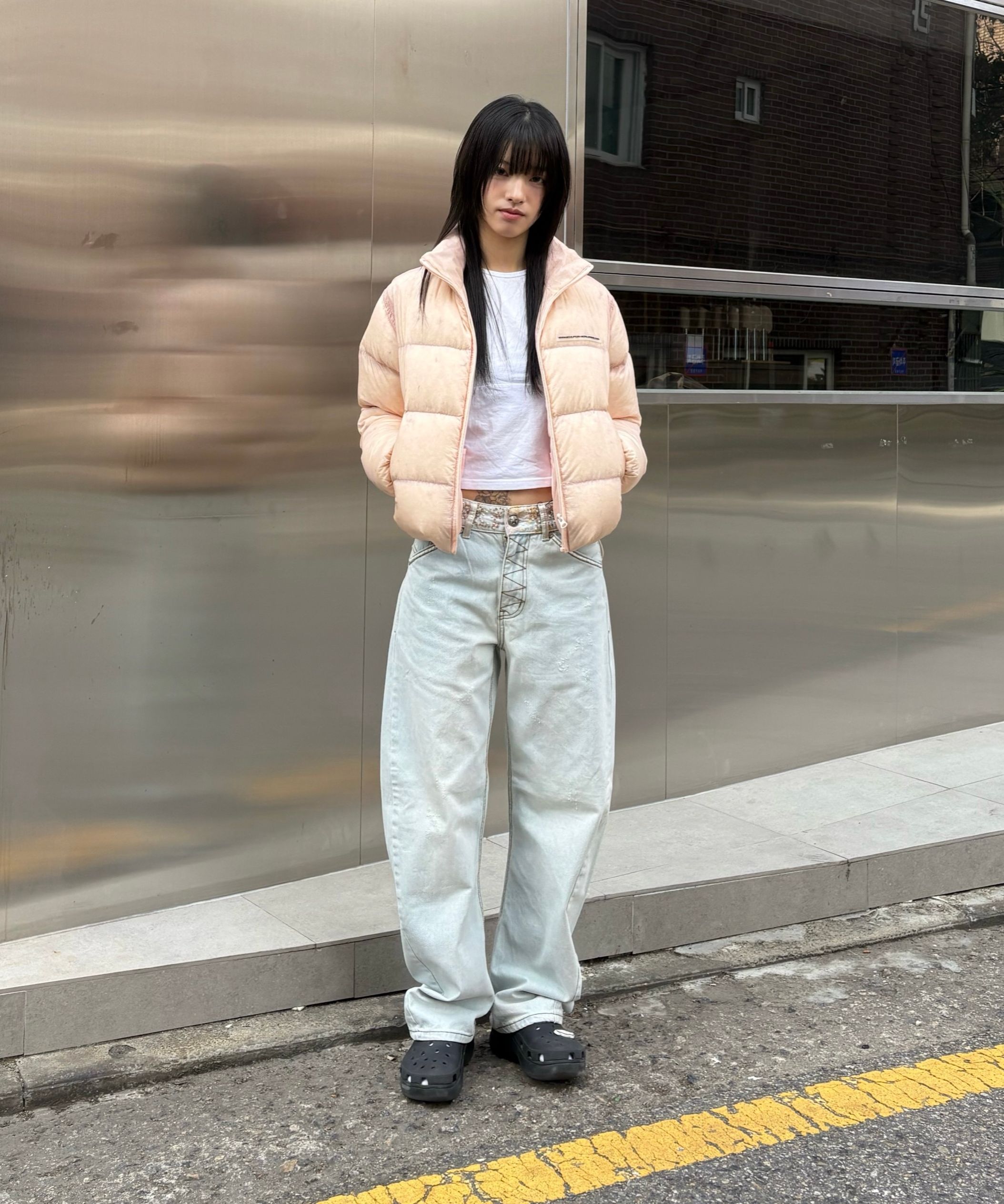 MUSINSA | SCULPTOR 104 Sheer Cropped Puffer Down Raw