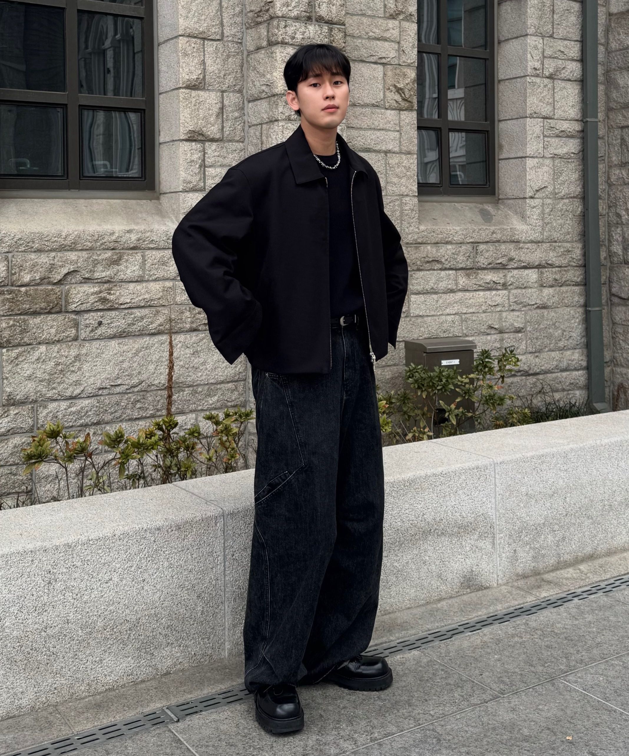 DRAW FIT Wool Blouson Jacket 黒 MUSINSA | DRAW FIT Dove Wool Blouson Jacket [BLACK]