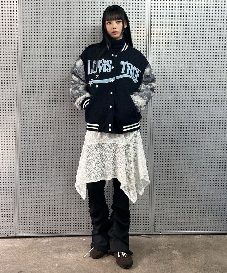 MUSINSA | LUV IS TRUE FS LUV VARSITY JACKET(BLACK)