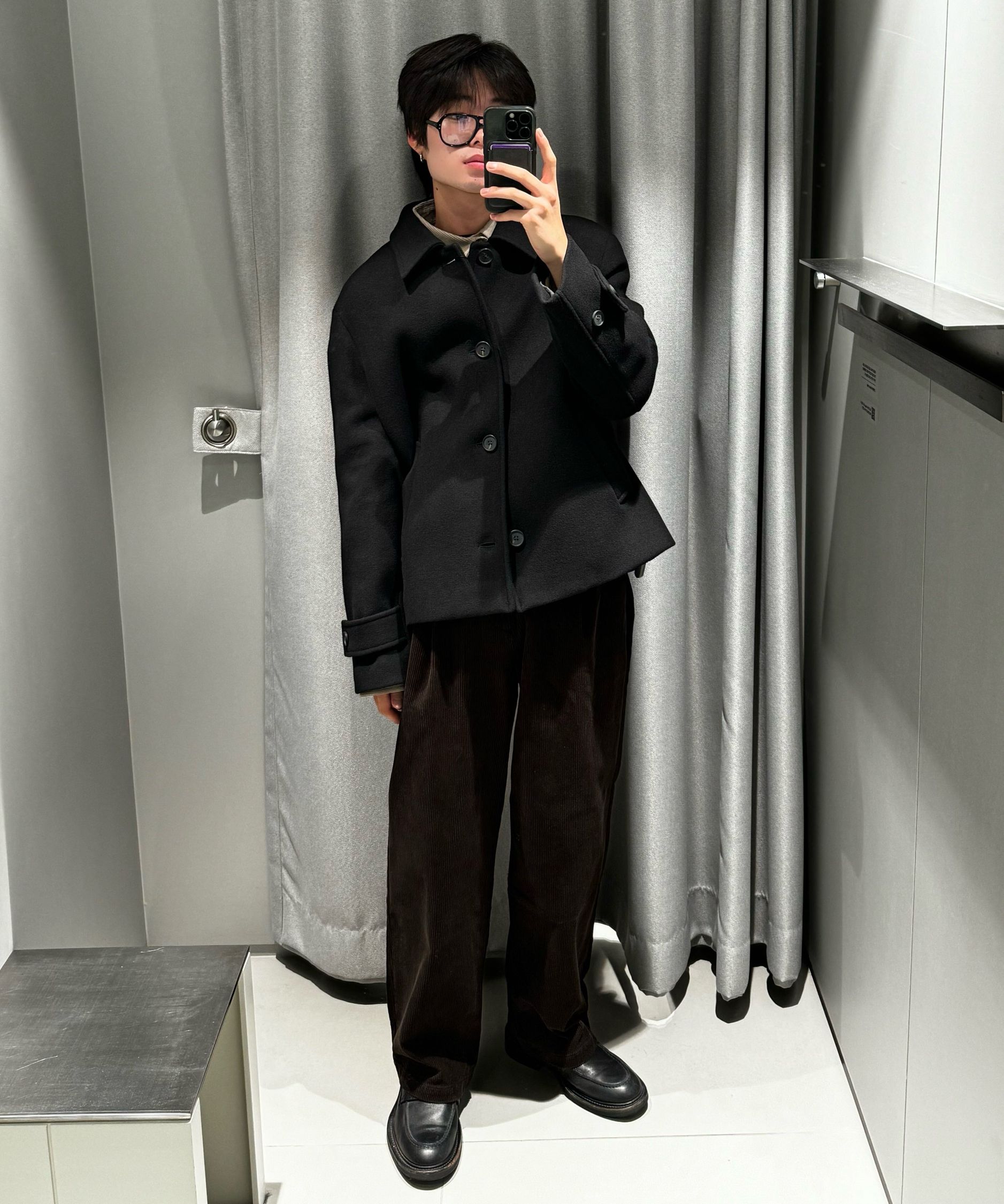 ★MUSINSA STANDARD★ Oversized corduroy shirt dark grey MMBS MUSINSA | MUSINSA STANDARD [Cool Tandard] Oversized Crew