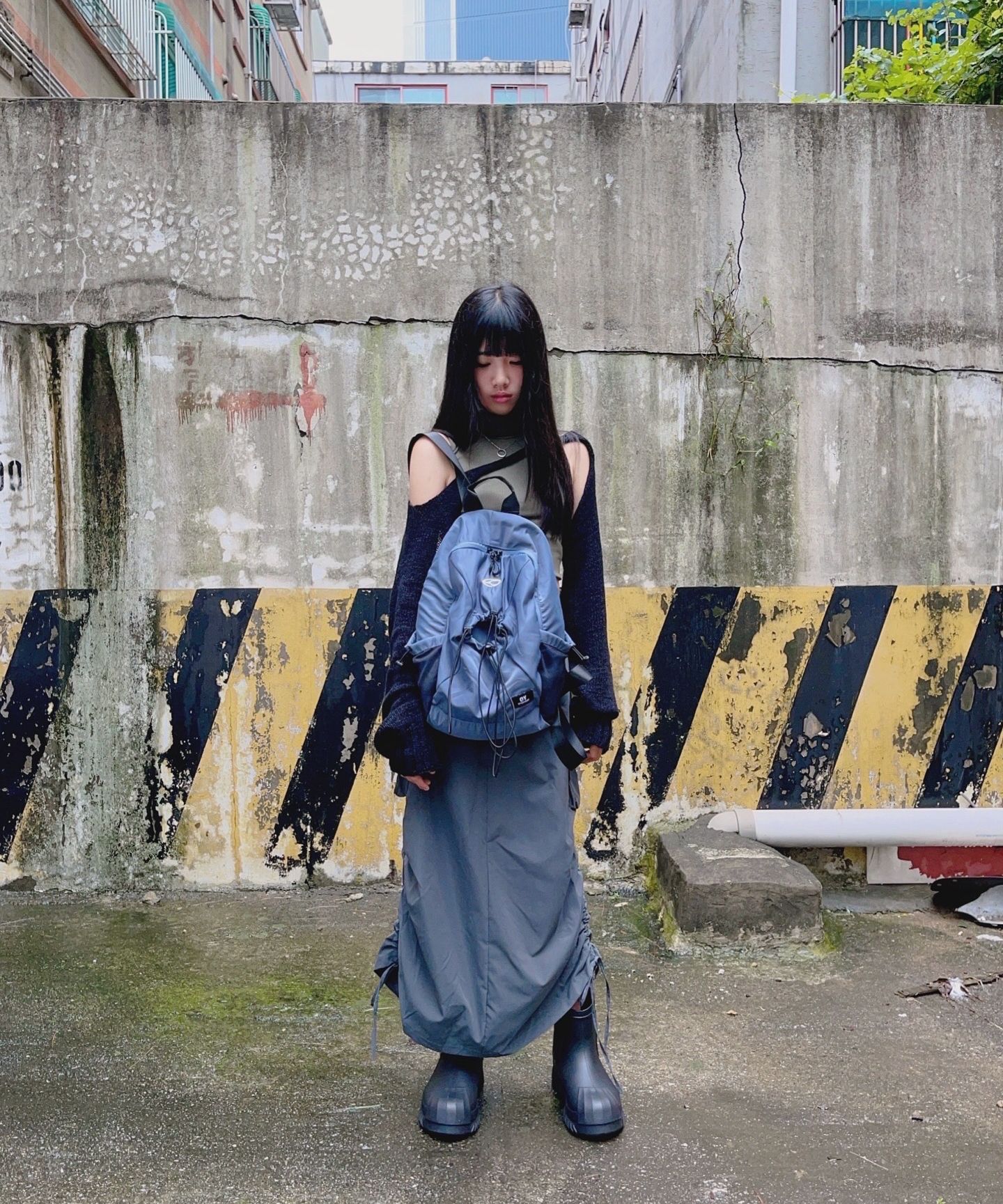 오와이(OY) 4 STRING SYMBOL LOGO BACKPACK-BLACK - 사이즈