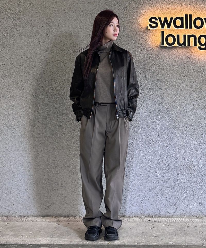 MUSINSA公式 | ANOTHER OFFICE Lambskin Utility Blouson (Black)