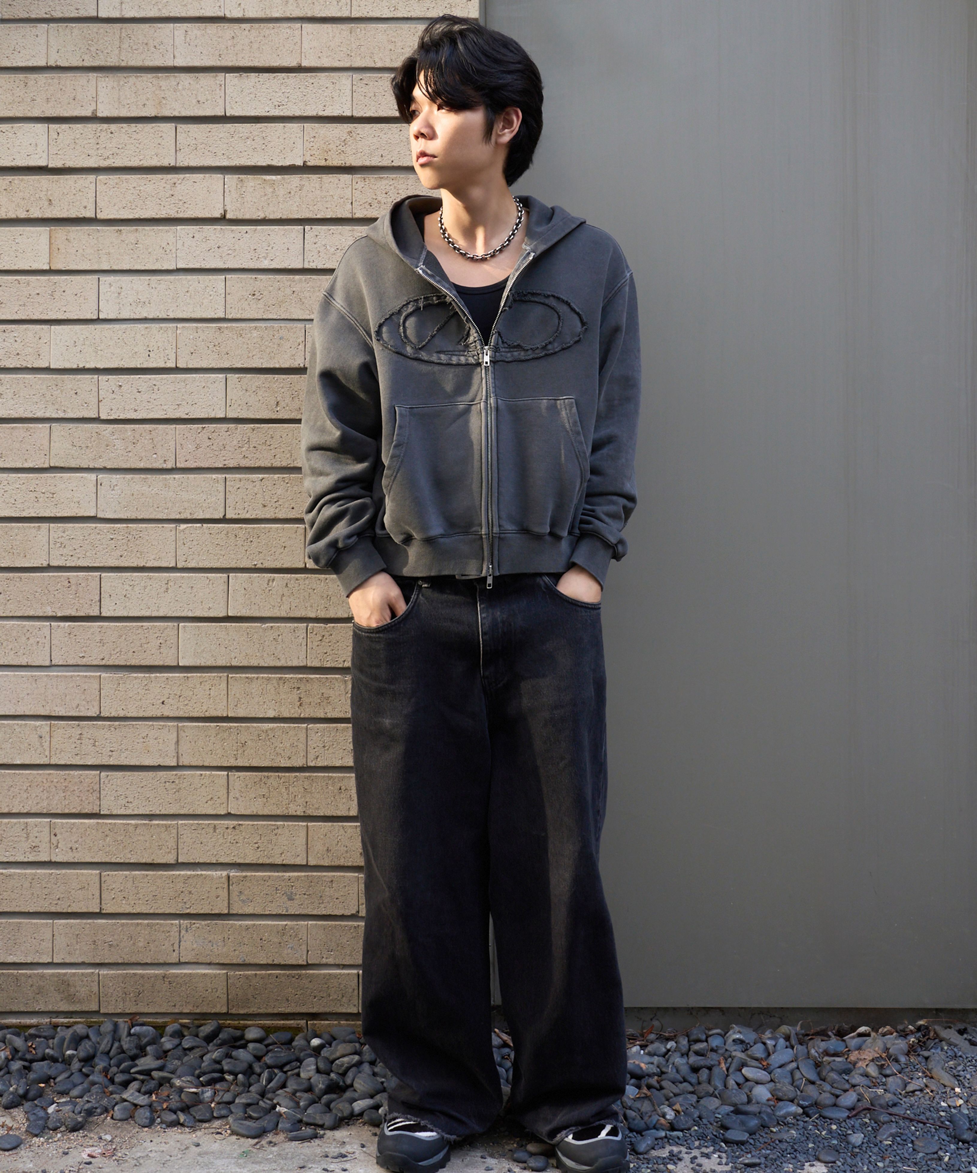 MUSINSA | LORES L Oval Logo Dyed Zip Hoodie - Lavender
