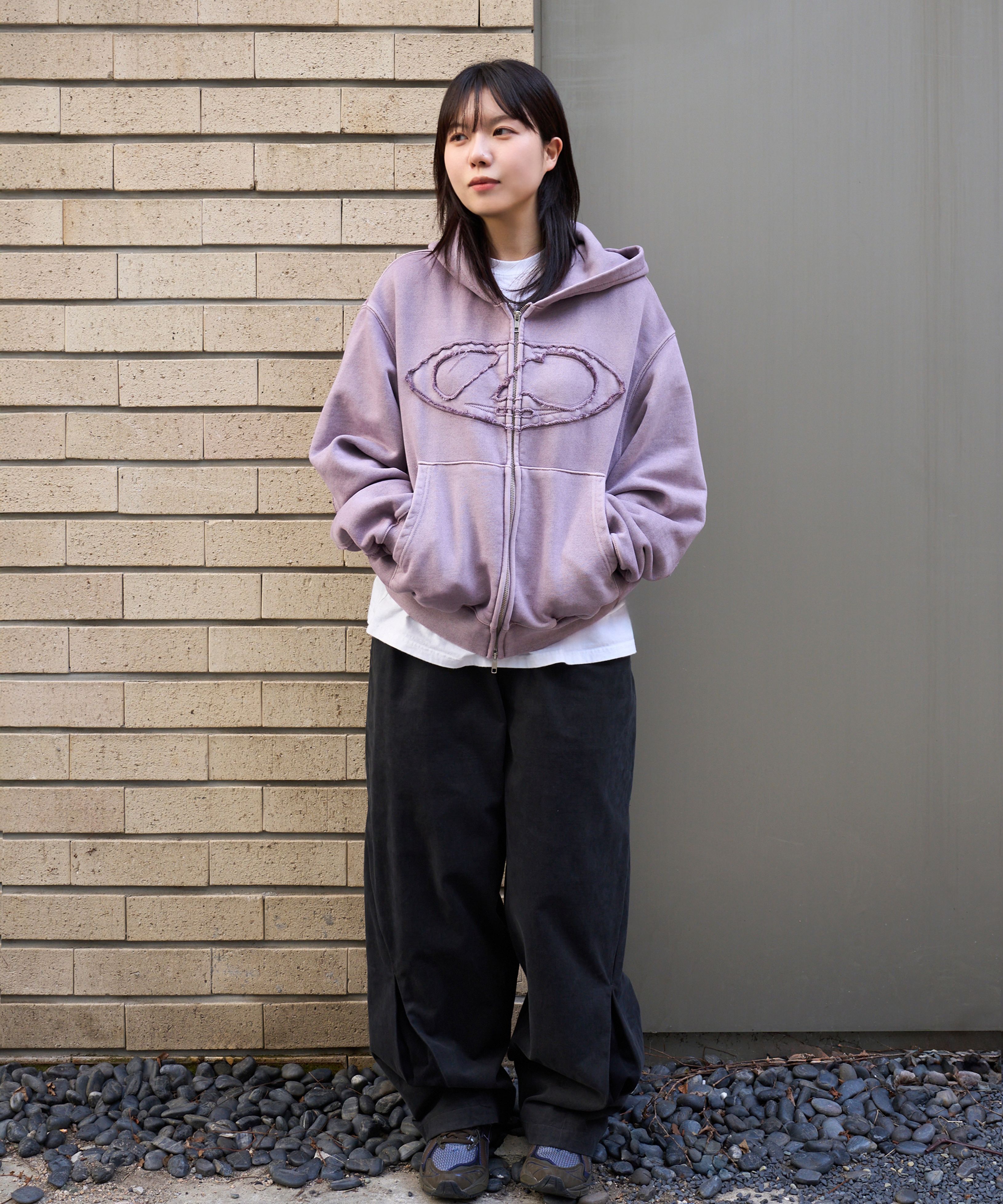【LORES】25ss Blur L-oval Dyed Zip Hoodie LORES Blur L-oval Dyed Zip Hoodie - Blue | International Store