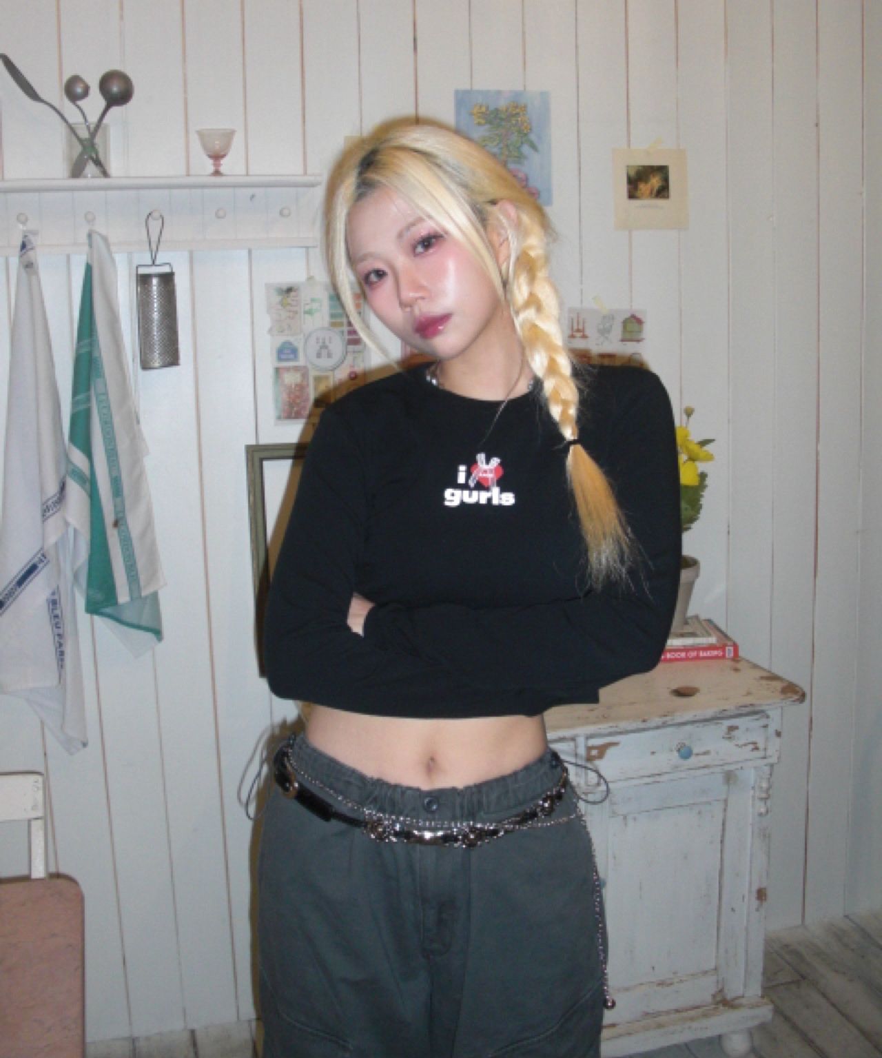 【asif calie】24fw GURLS BASIC CROP LONG SLEEVE T-SHIRT MUSINSA | ASIF CALIE GURLS BASIC CROP LONG SLEEVE T-SHIRT WHITE