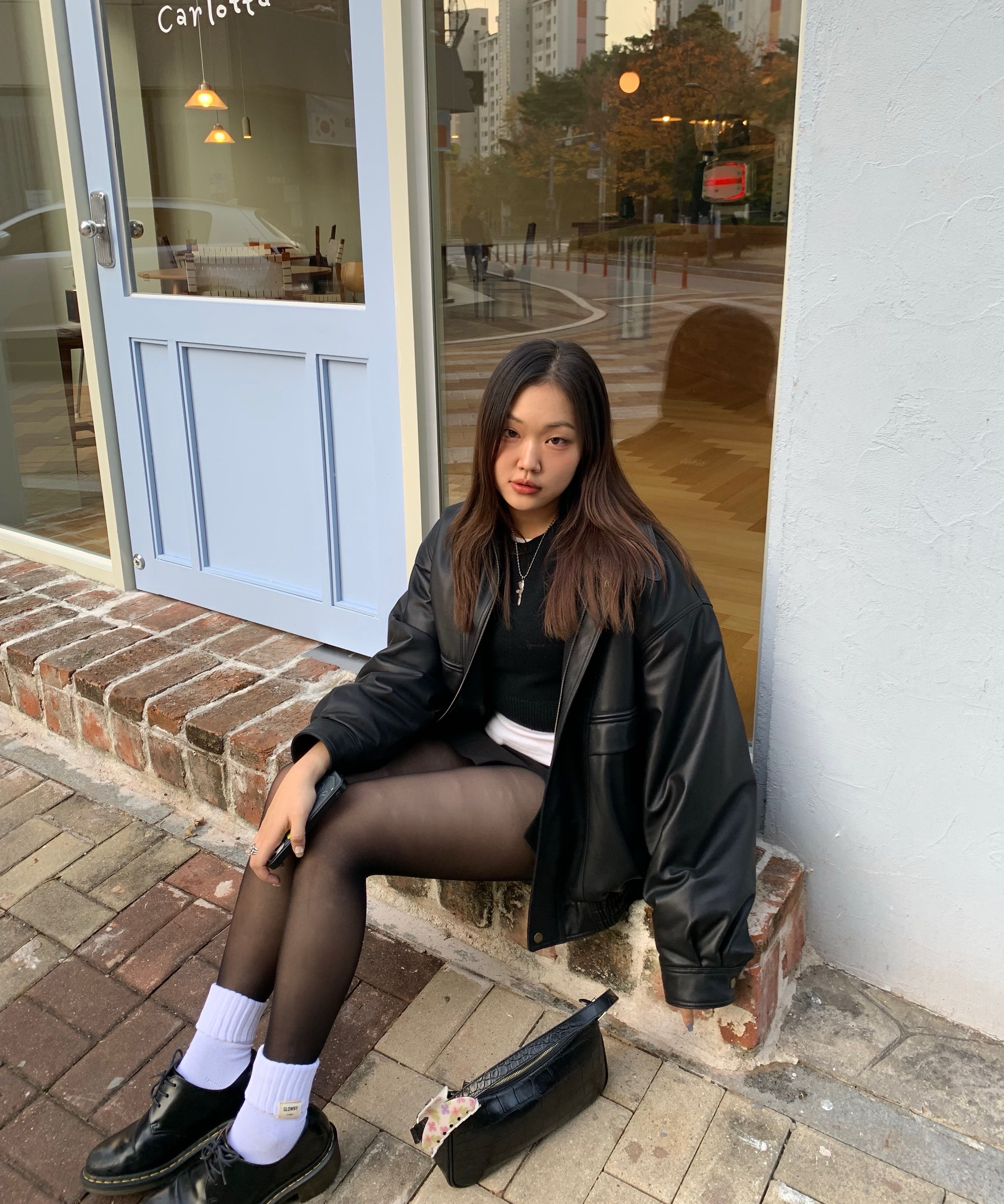 MUSINSA公式 | GLOWNY G LEATHER JACKET (BLACK)