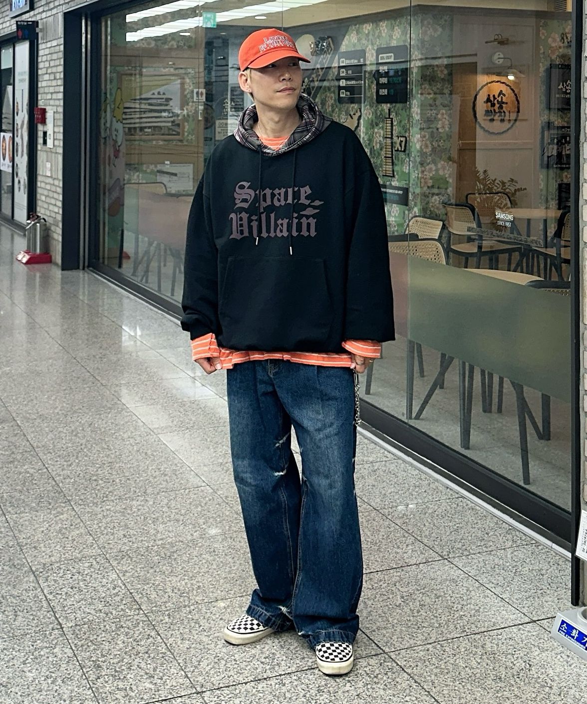 MUSINSA公式 | HOODHOOD Space Villain Check Hood Melange White