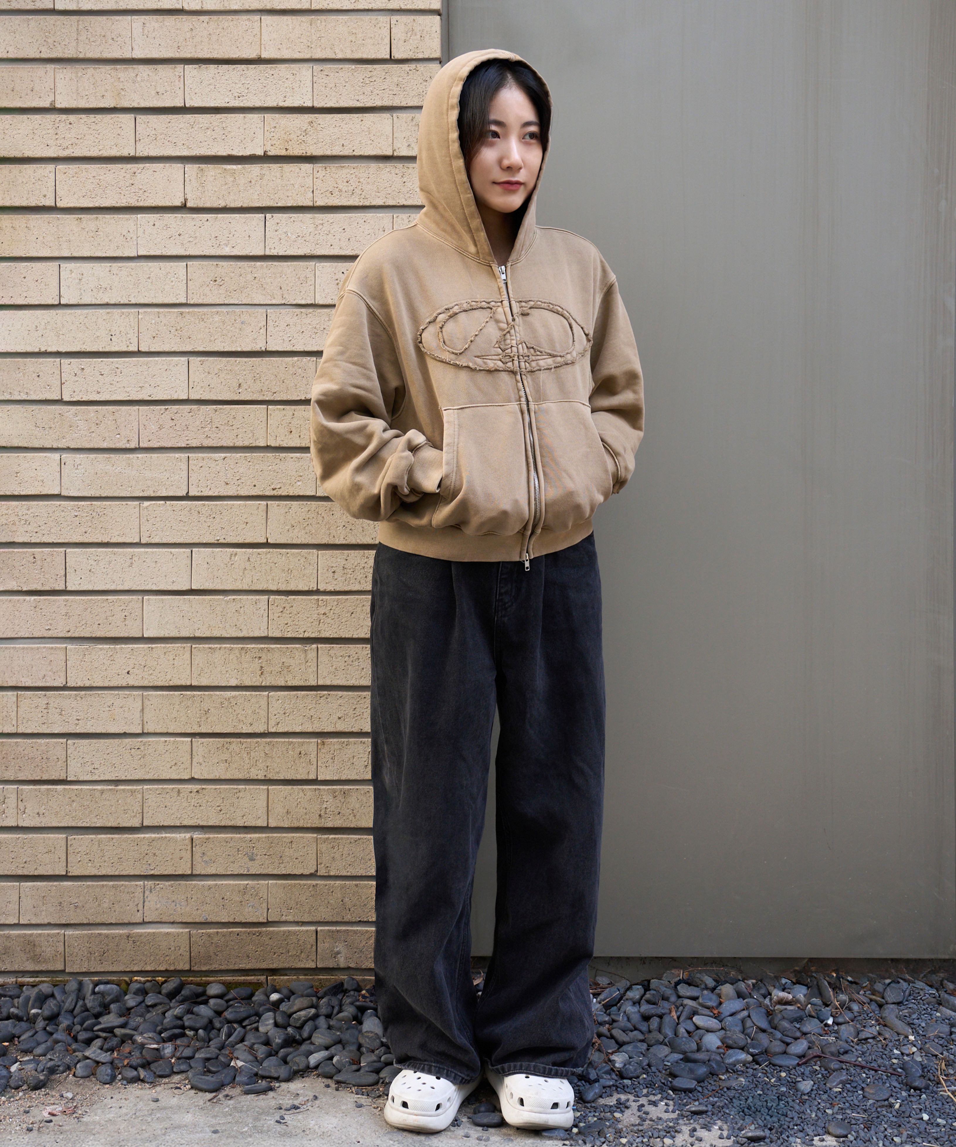 MUSINSA | LORES L Oval Logo Dyed Zip Hoodie - Lavender
